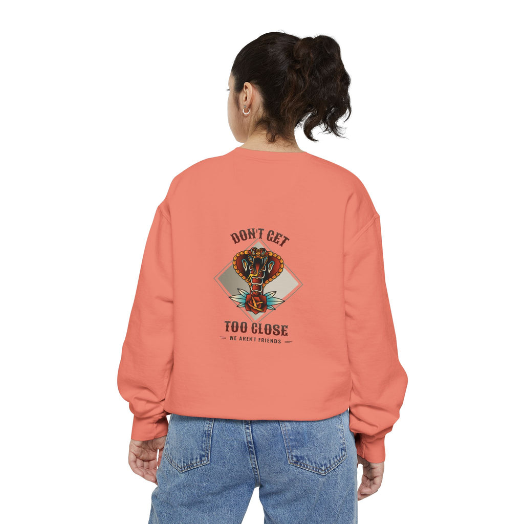 Sweatshirt — "Don't Get Too Close" Retro Cobra Graphic