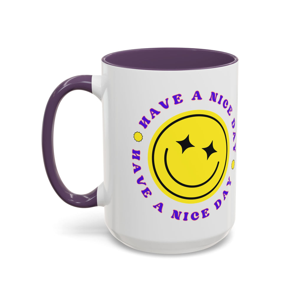 Have a Nice Day Smile Face Coffee Mug — Retro Yellow Smiley Accent Mug (11/15oz)