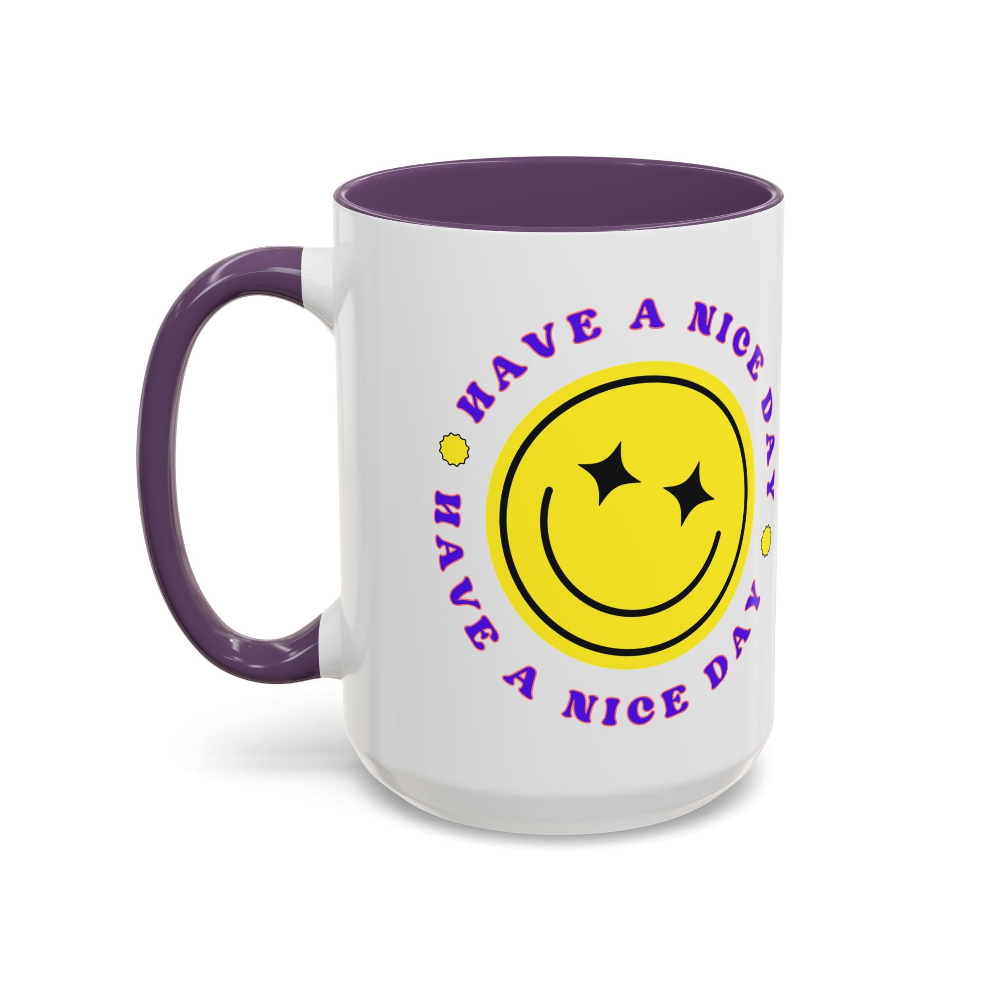 Have a Nice Day Smile Face Coffee Mug — Retro Yellow Smiley Accent Mug (11/15oz)