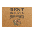 Doormat — "Rent Is Just a Strong Suggestion" Funny Welcome Mat with Cartoon Suitcase
