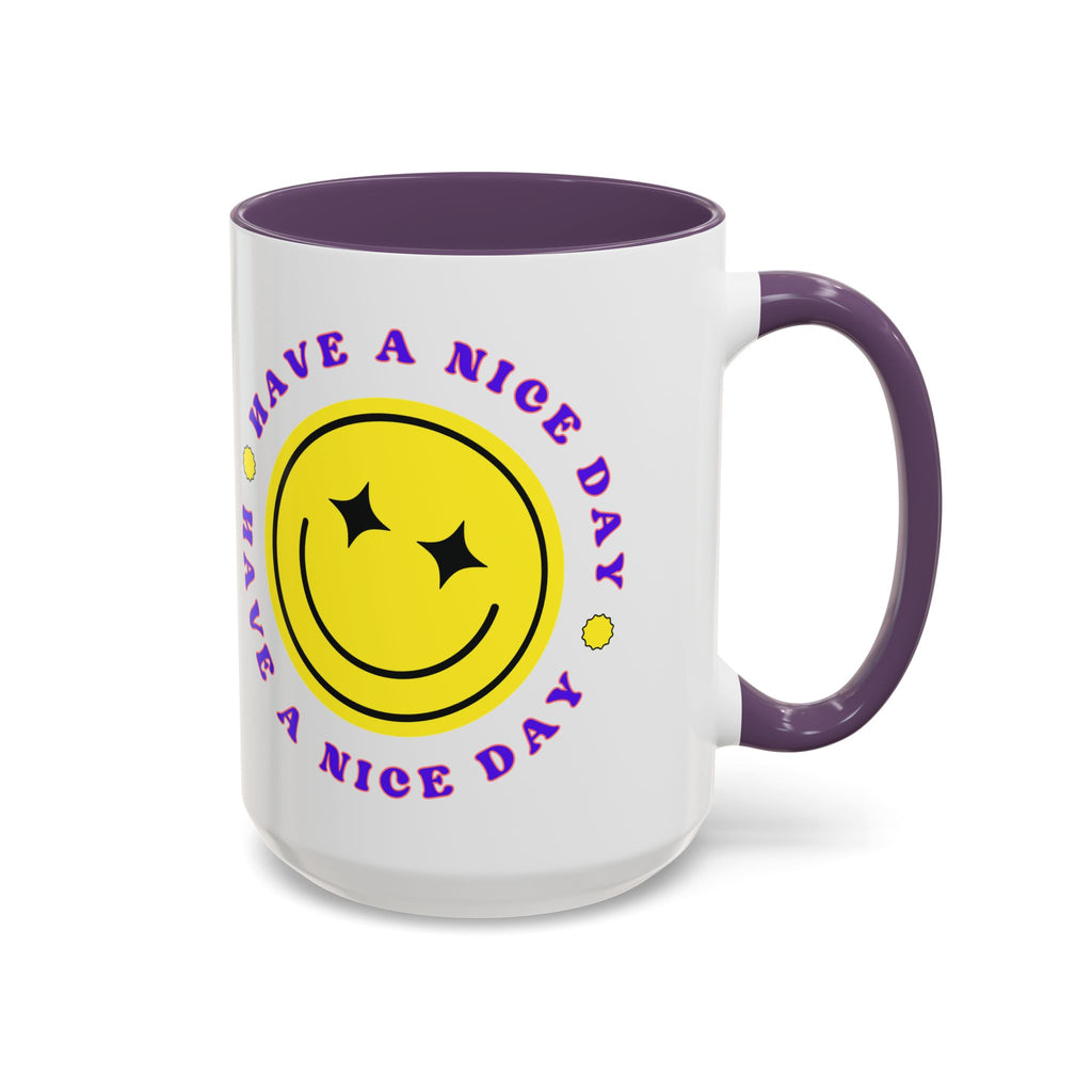 Have a Nice Day Smile Face Coffee Mug — Retro Yellow Smiley Accent Mug (11/15oz)