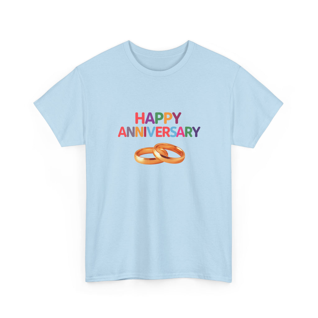 Anniversary T-Shirt — "Happy Anniversary" with Gold Rings