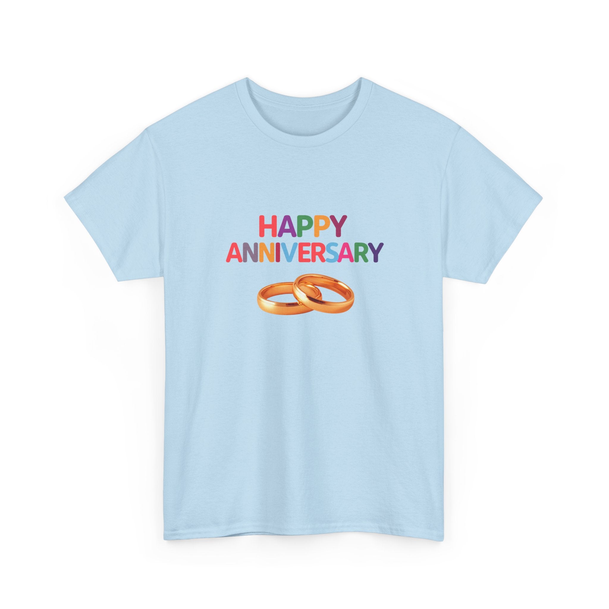 Anniversary T-Shirt — "Happy Anniversary" with Gold Rings