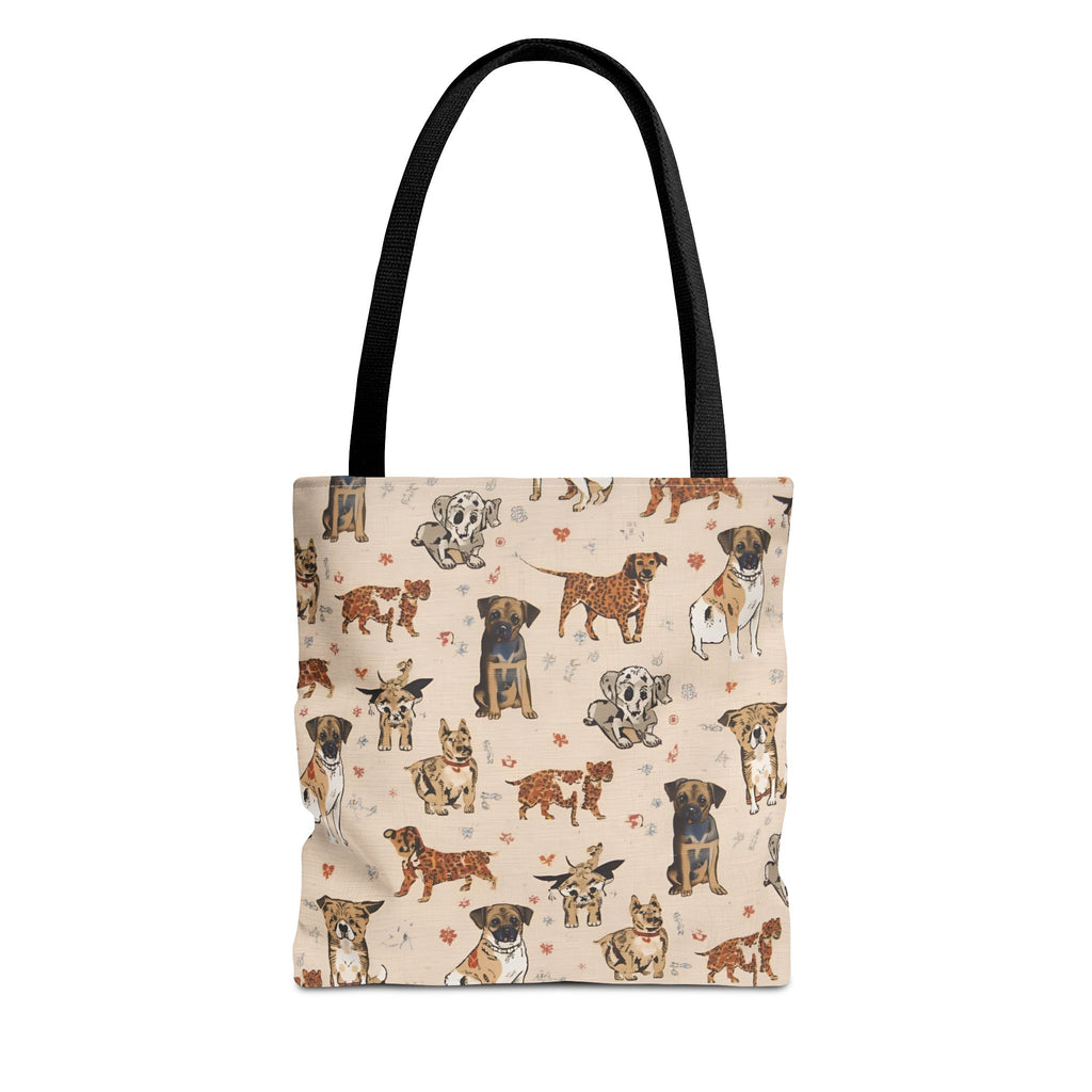 Dog Pattern Tote Bag — Cute Watercolor Puppies All-Over Print