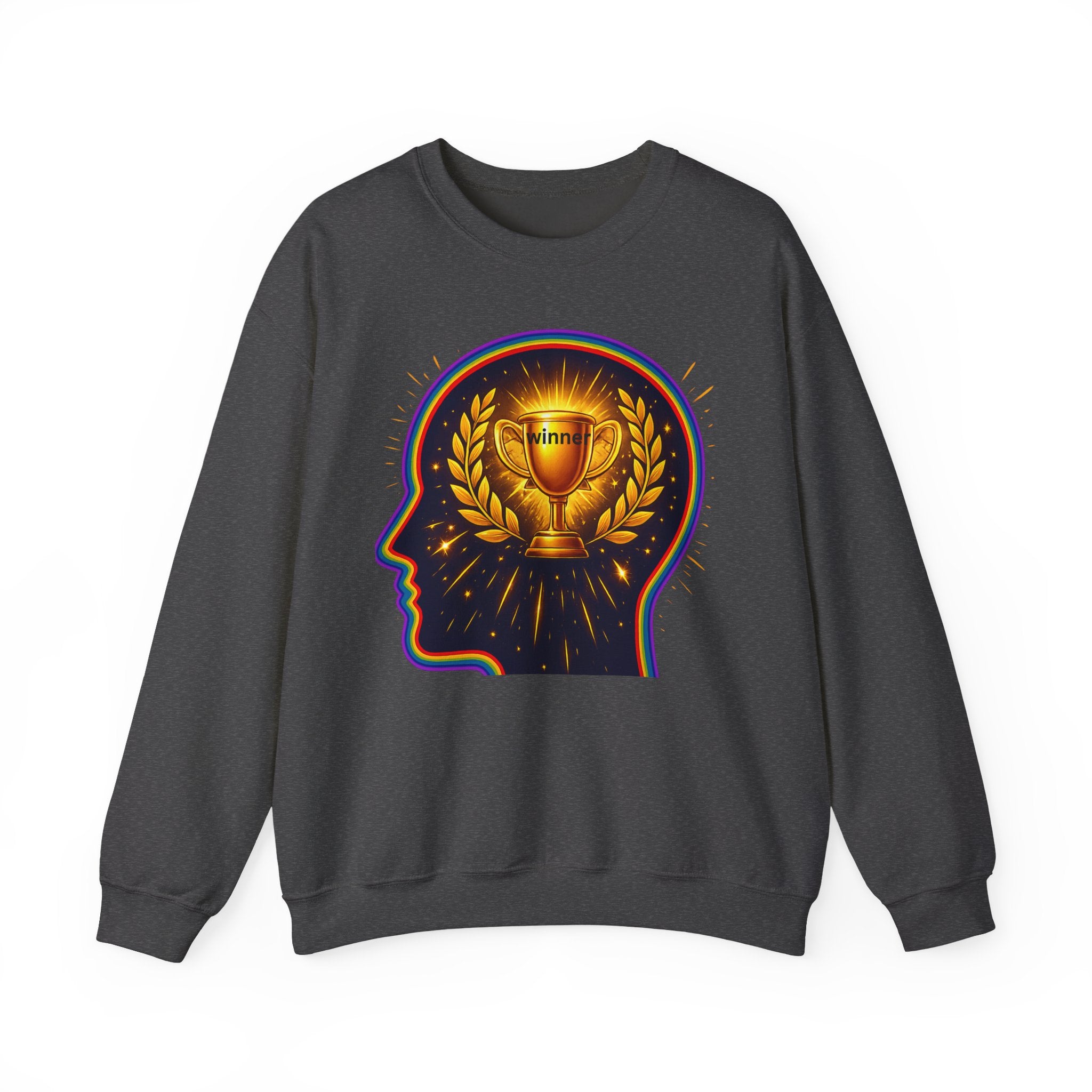 Crewneck Sweatshirt — 'Winner' Trophy Brain Graphic