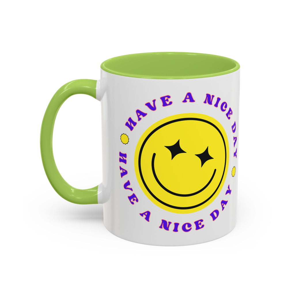 Have a Nice Day Smile Face Coffee Mug — Retro Yellow Smiley Accent Mug (11/15oz)