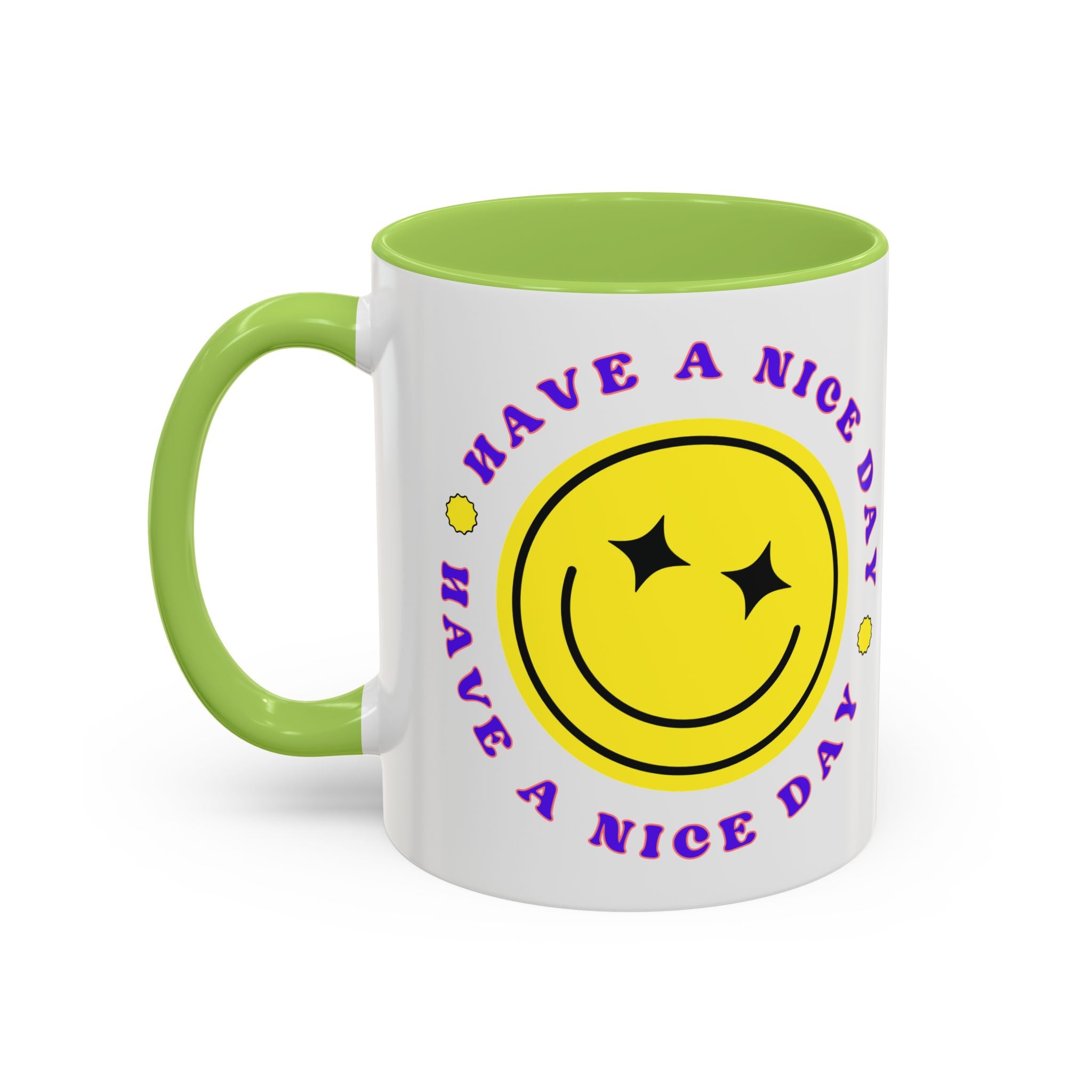 Have a Nice Day Smile Face Coffee Mug — Retro Yellow Smiley Accent Mug (11/15oz)