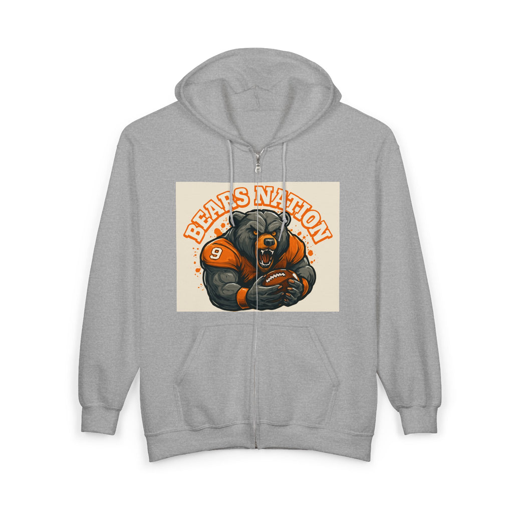 Bears Nation Full-Zip Hoodie — Grizzly Football Fan Zip-Up