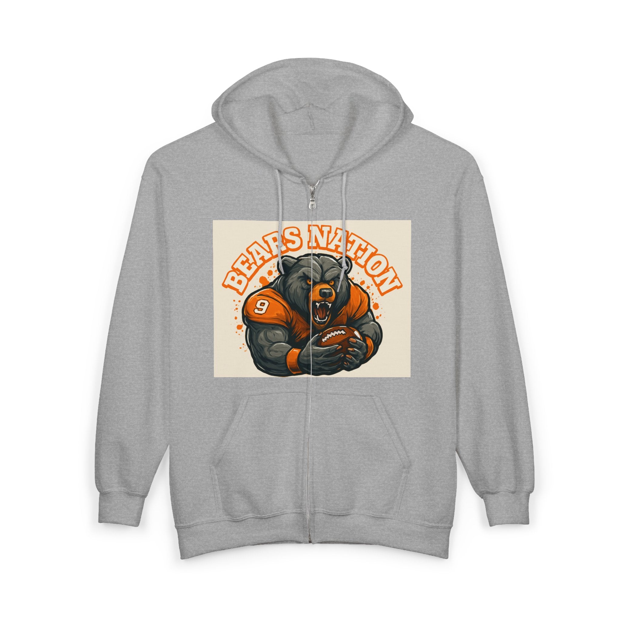 Bears Nation Full-Zip Hoodie — Grizzly Football Fan Zip-Up