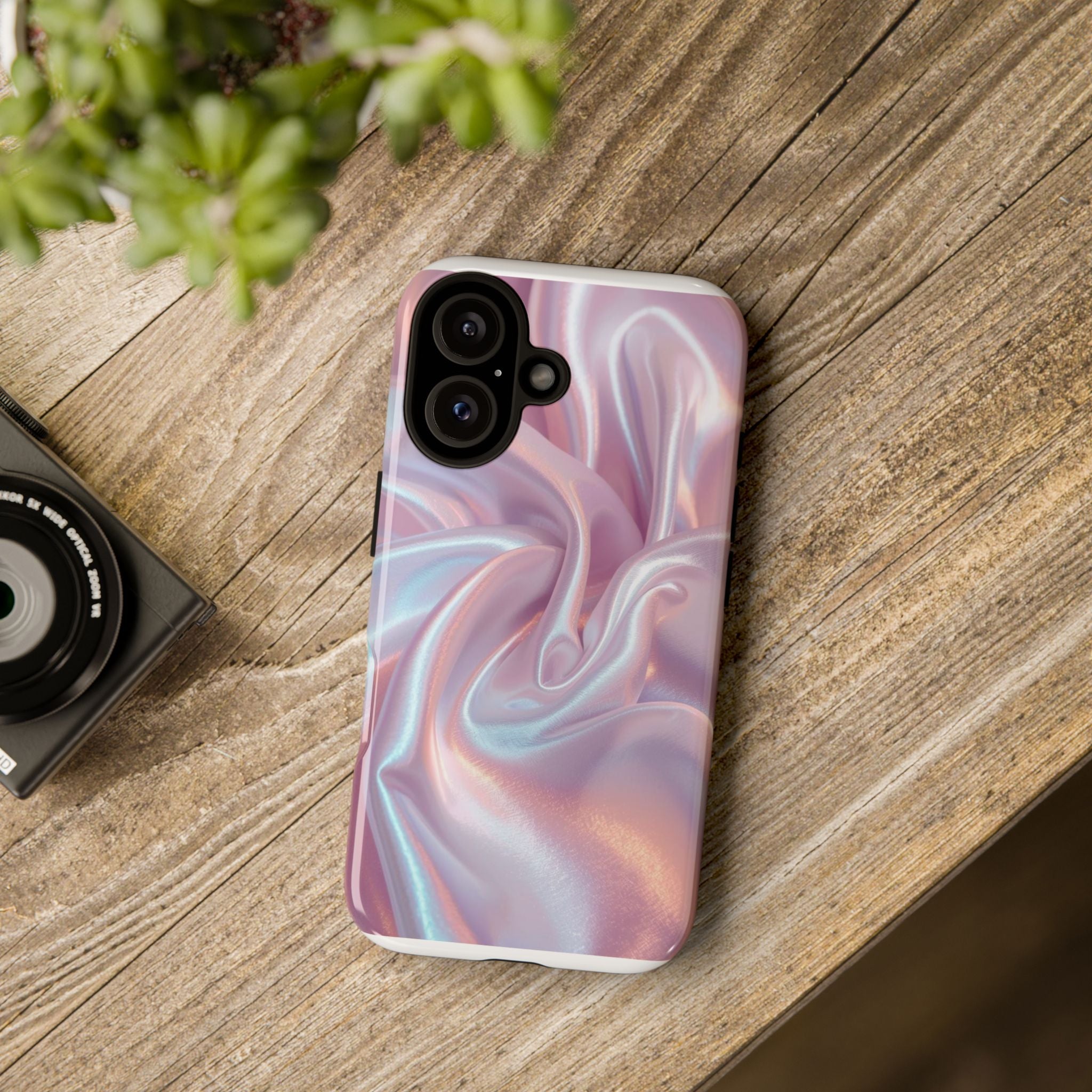Iridescent Satin Phone Case — Shimmery Pink Protective Tough Case
