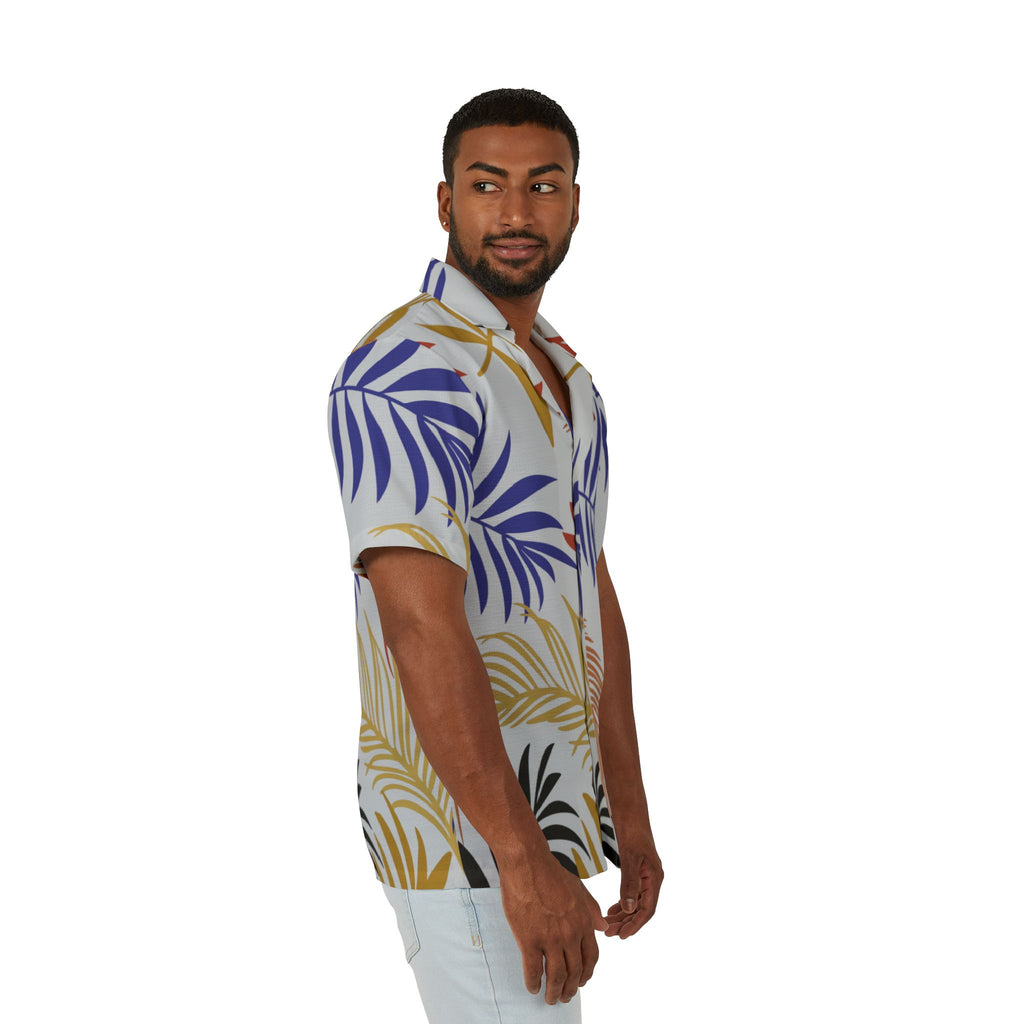 Tropical Palm Leaf Hawaiian Camp Shirt – Men’s Bold Floral Vacation Button-Up