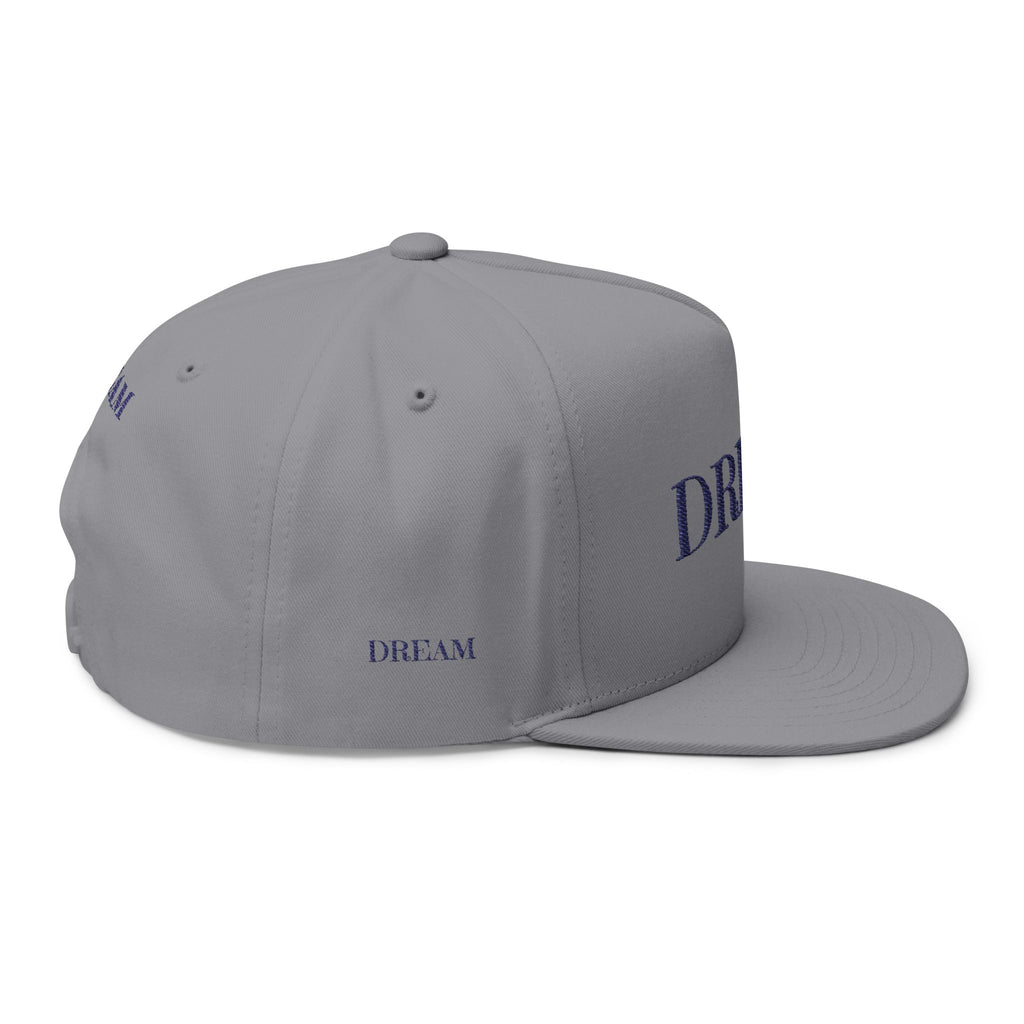 Dream Embroidered Flat Bill Cap — Minimal Motivational Snapback