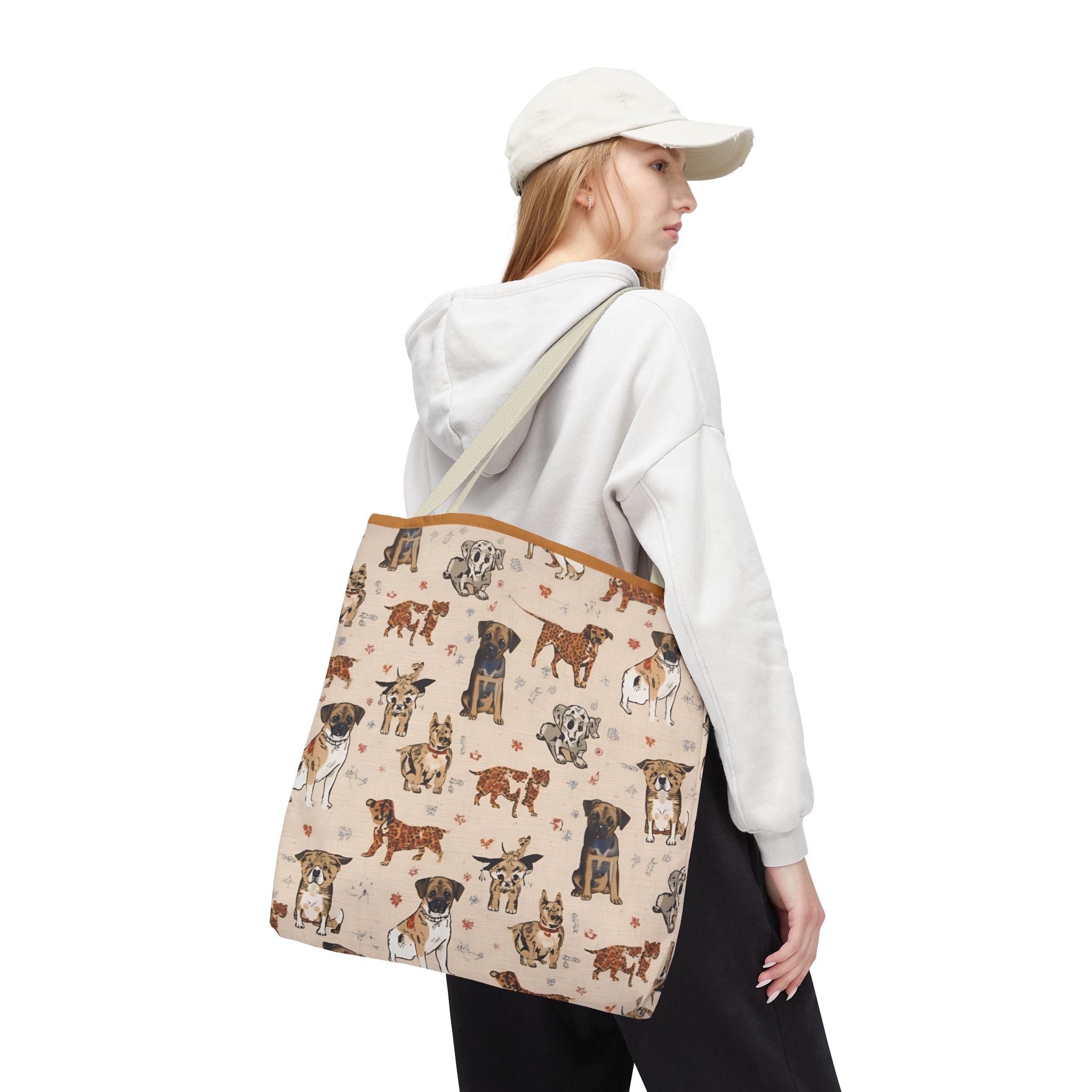 Dog Pattern Tote Bag — Cute Watercolor Puppies All-Over Print
