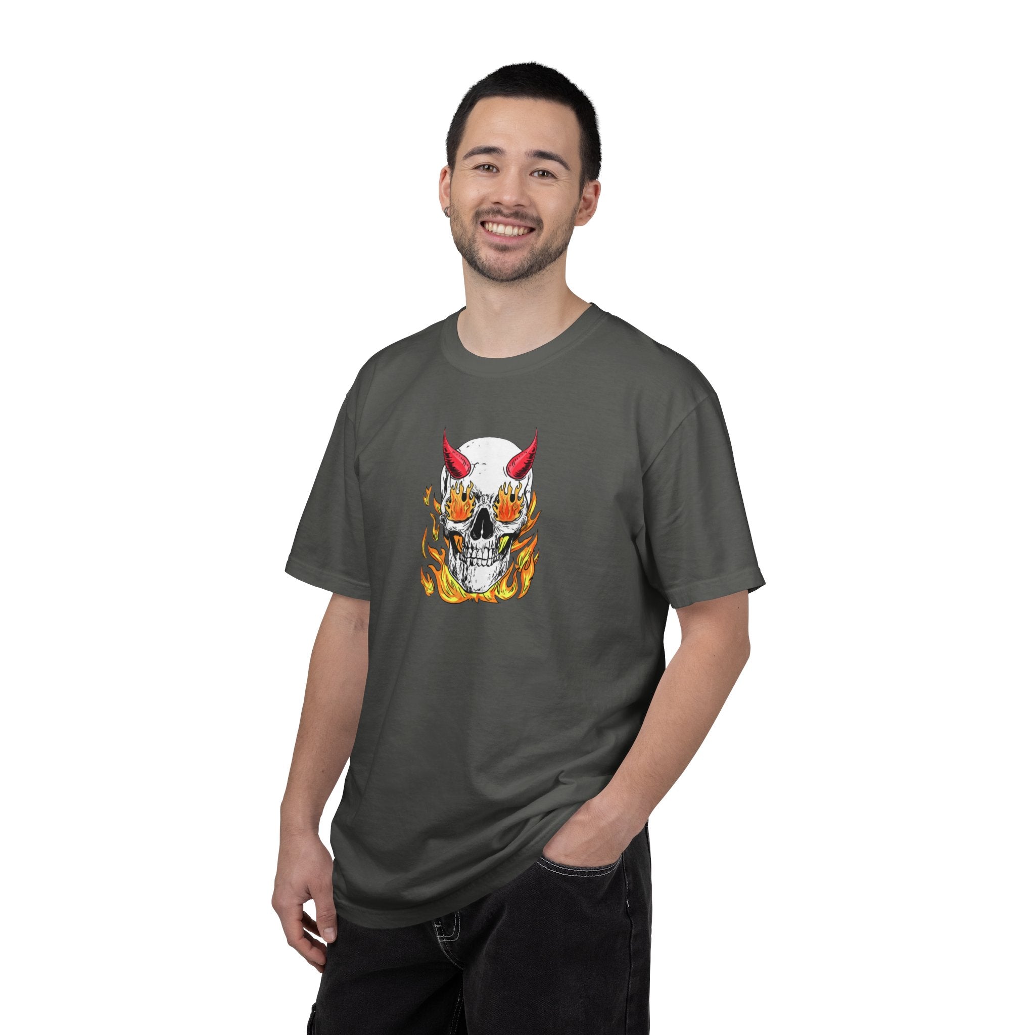 Flaming Devil Skull T-Shirt — Edgy Retro Tattoo Graphic Tee