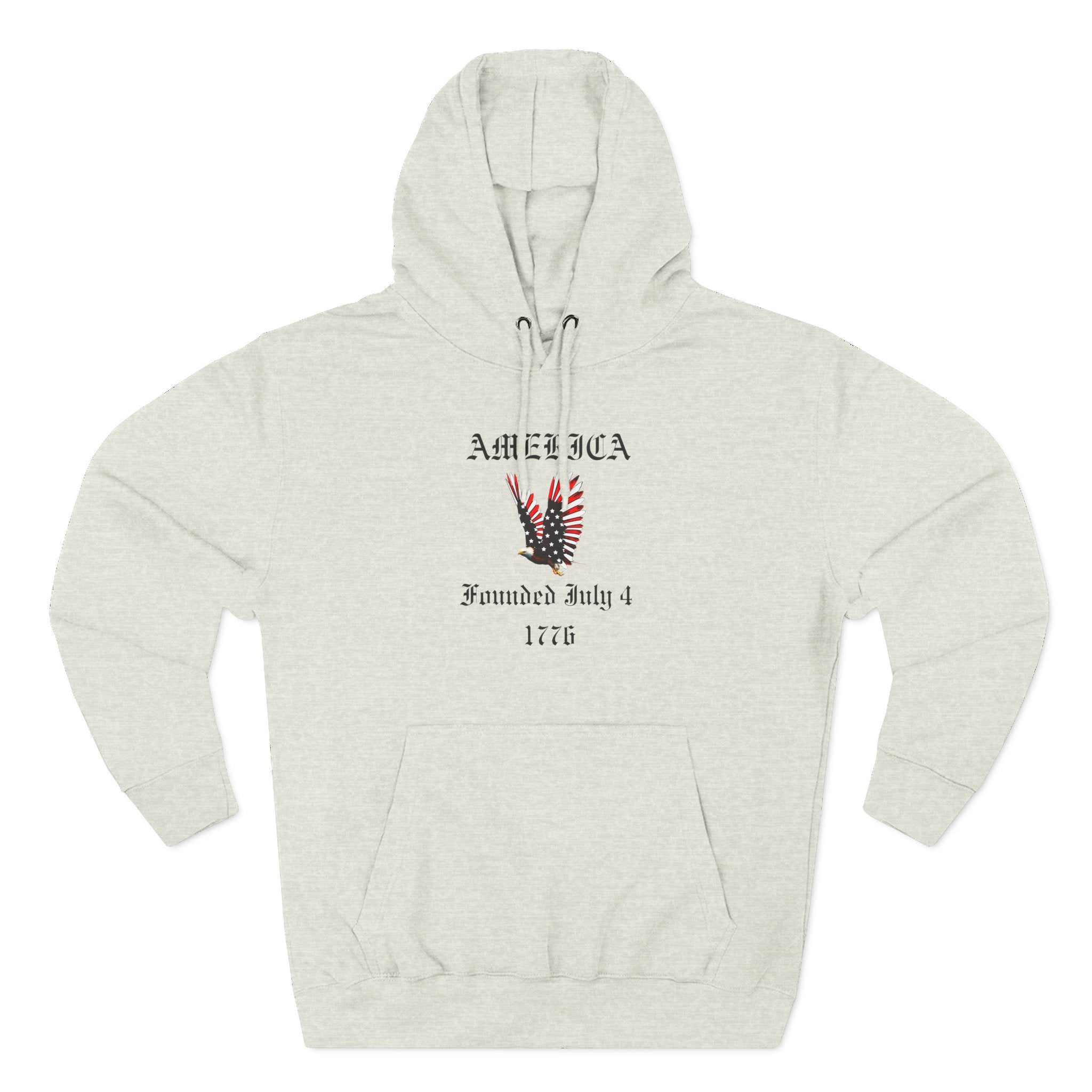 America Eagle Hoodie — Founded July 4, 1776 Patriotic Fleece Pullover