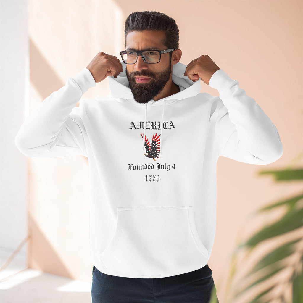 America Eagle Hoodie — Founded July 4, 1776 Patriotic Fleece Pullover