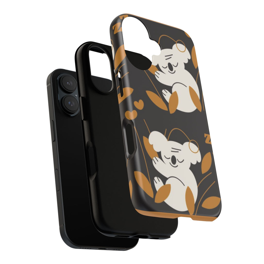 Koala Sleep Pattern Tough Phone Case – Cute Black & Gold Protective Cover