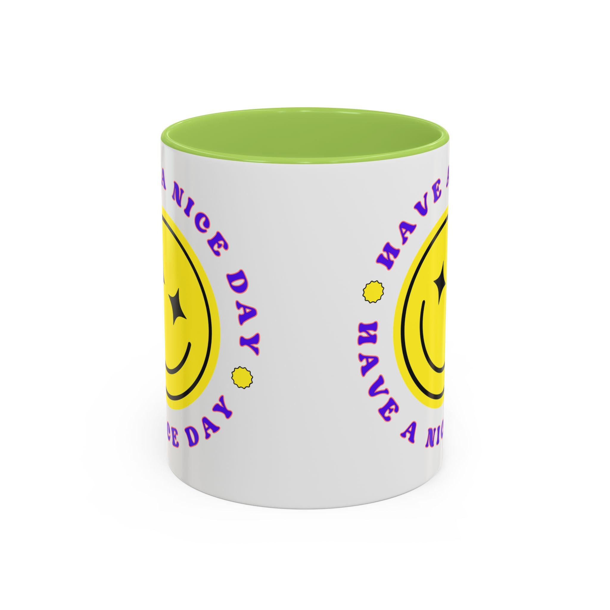 Have a Nice Day Smile Face Coffee Mug — Retro Yellow Smiley Accent Mug (11/15oz)