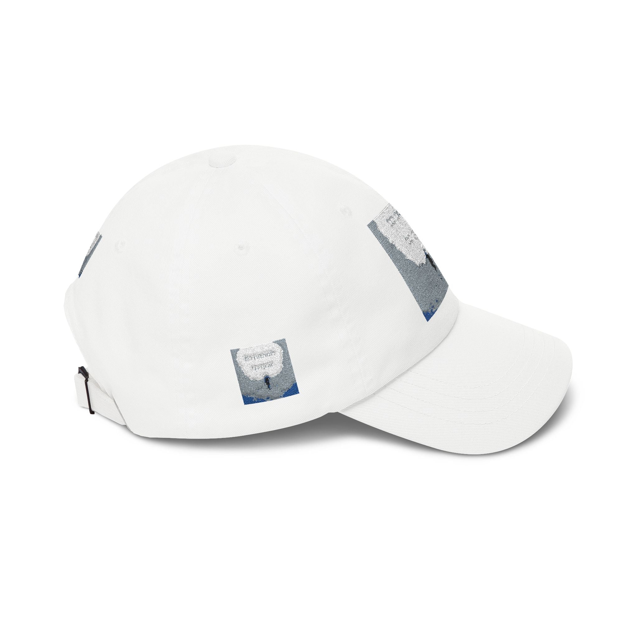 White Dad Cap with Silver Sequin Moon Patch - 'Let the Stars Guide'