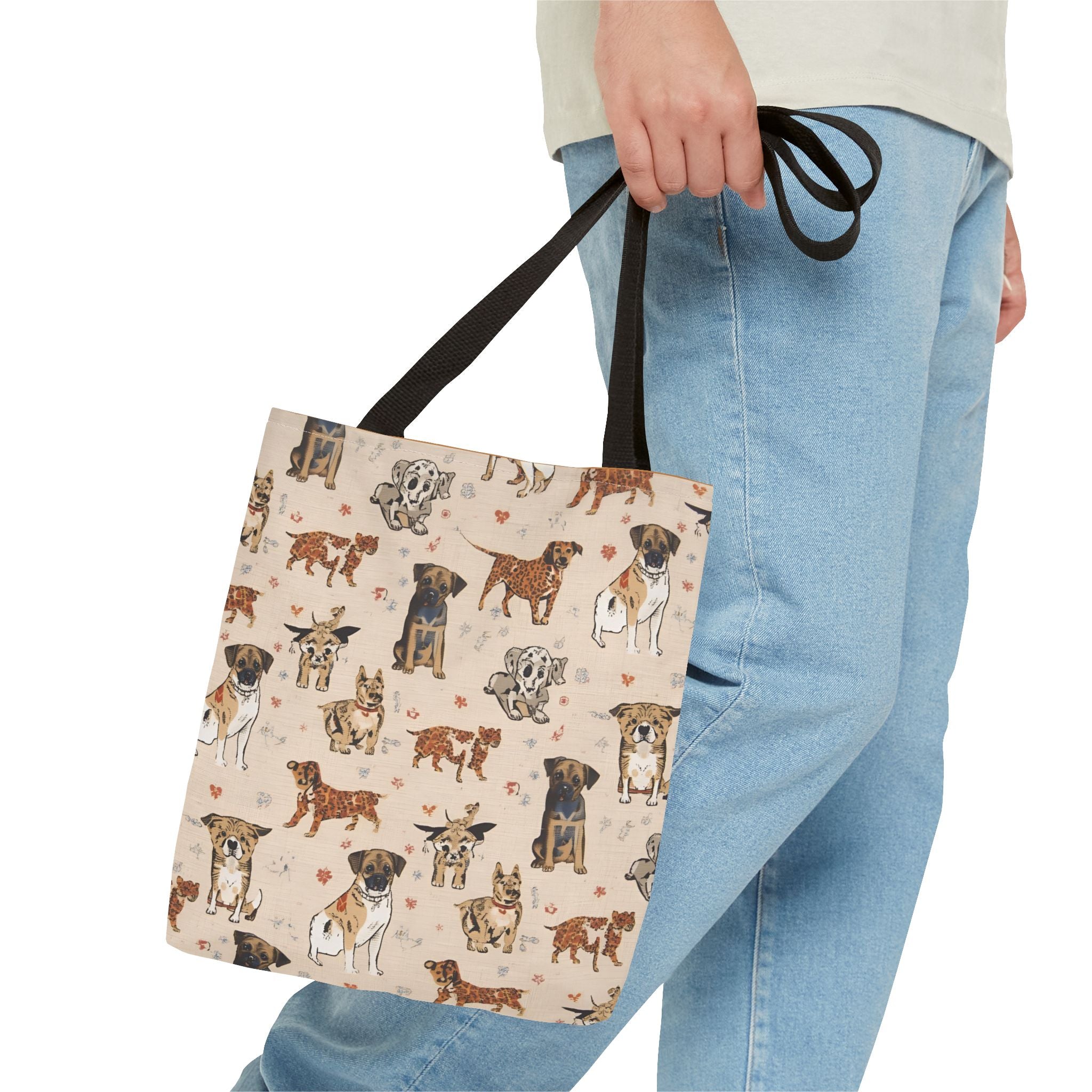 Dog Pattern Tote Bag — Cute Watercolor Puppies All-Over Print