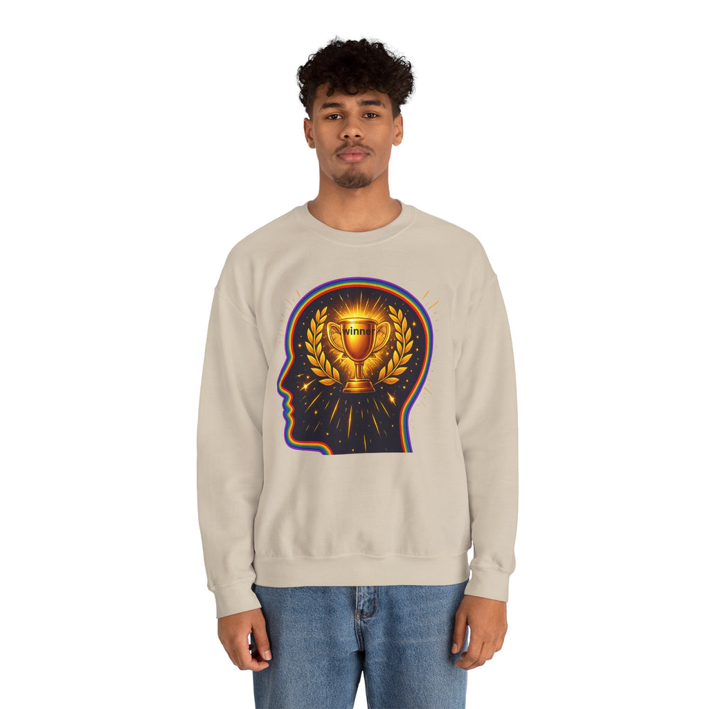 Crewneck Sweatshirt — 'Winner' Trophy Brain Graphic