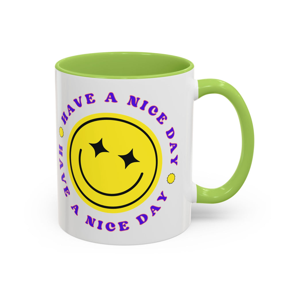 Have a Nice Day Smile Face Coffee Mug — Retro Yellow Smiley Accent Mug (11/15oz)