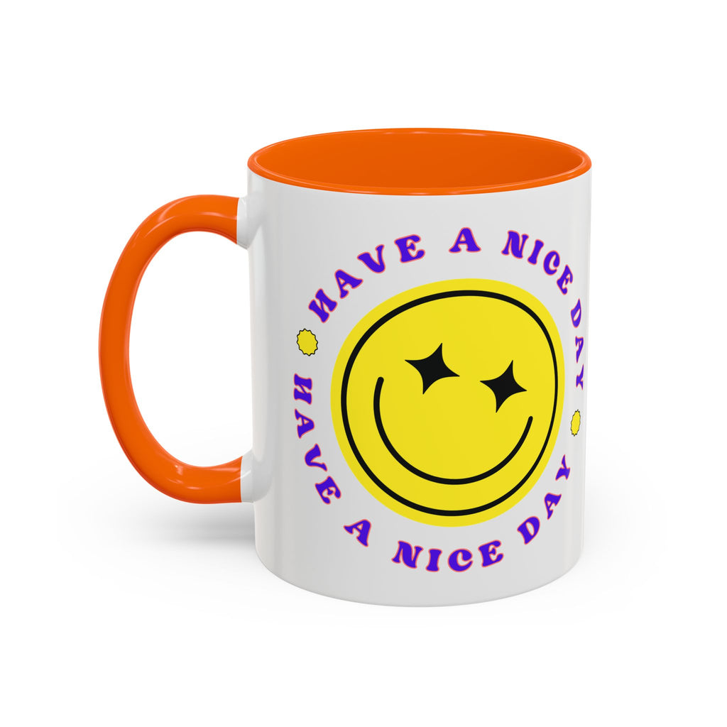 Have a Nice Day Smile Face Coffee Mug — Retro Yellow Smiley Accent Mug (11/15oz)