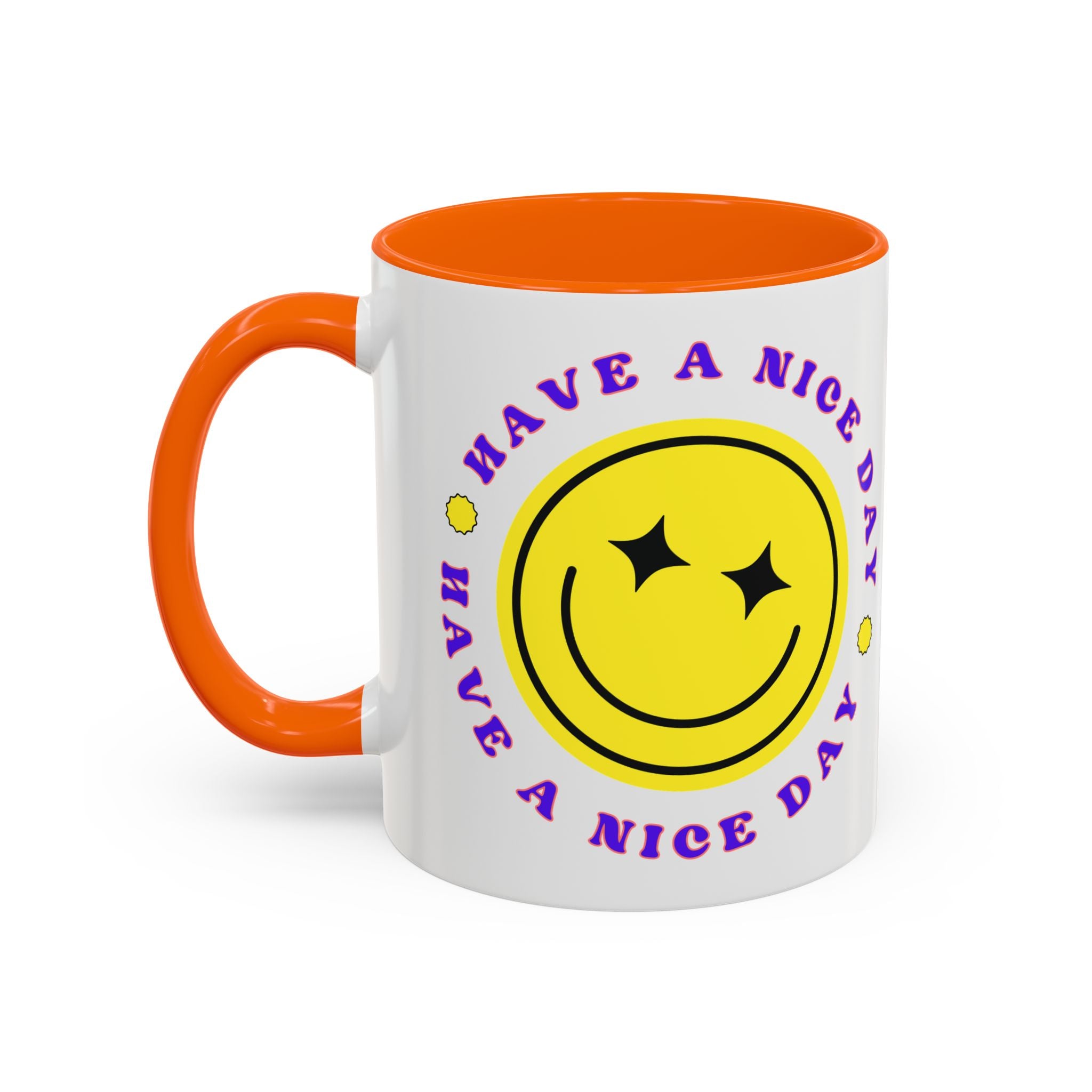 Have a Nice Day Smile Face Coffee Mug — Retro Yellow Smiley Accent Mug (11/15oz)