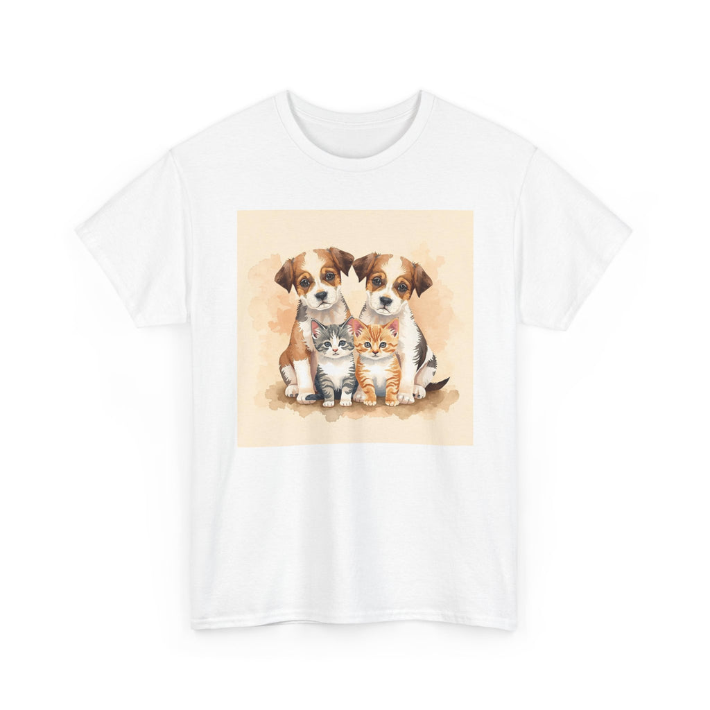 Puppy & Kitten Trio Tee — Cute Pet Illustration T-Shirt