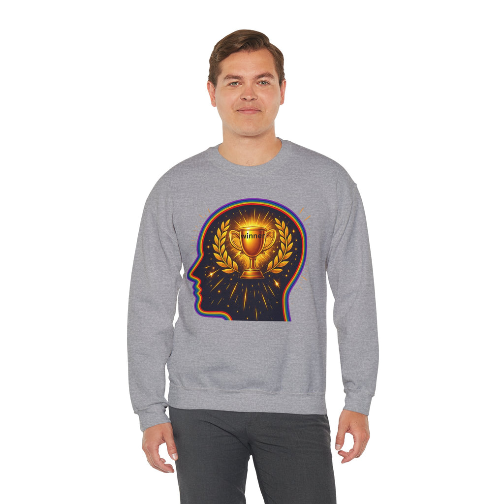 Crewneck Sweatshirt — 'Winner' Trophy Brain Graphic