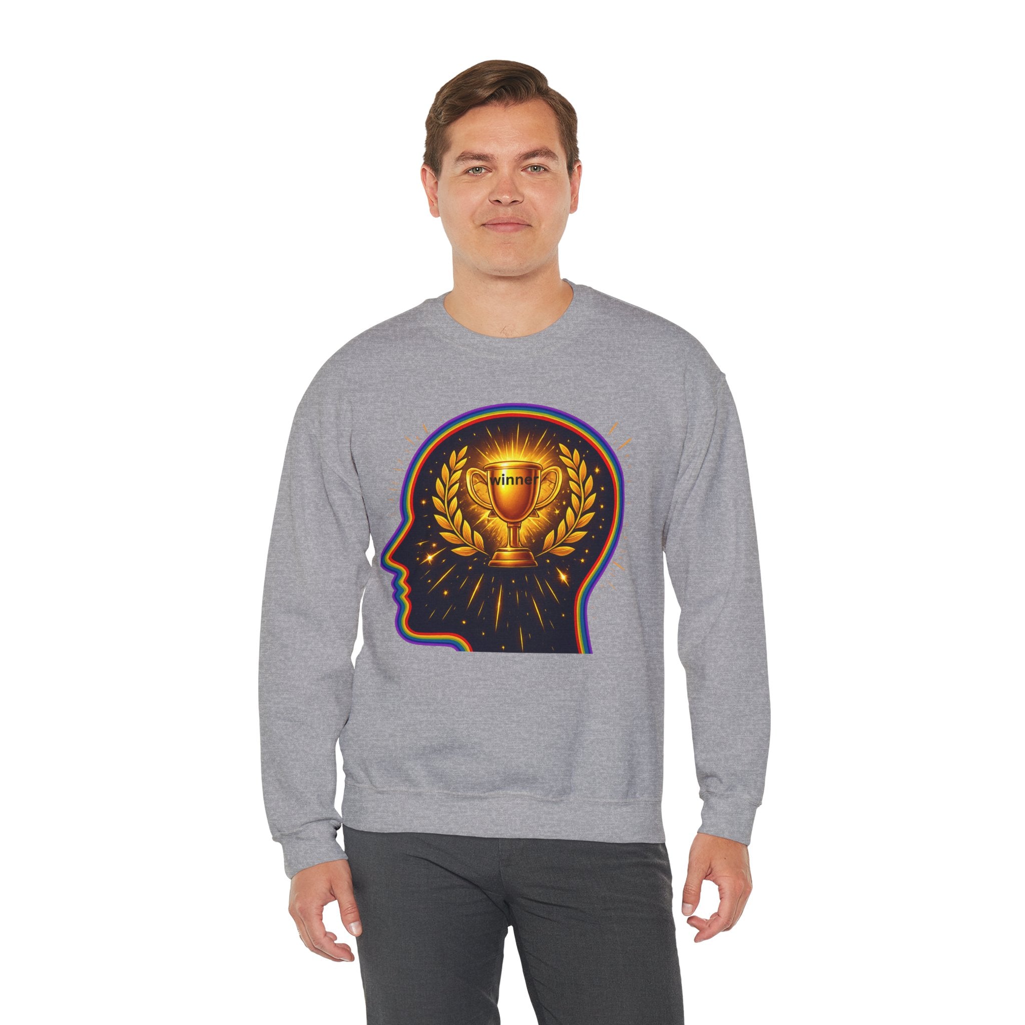 Crewneck Sweatshirt — 'Winner' Trophy Brain Graphic