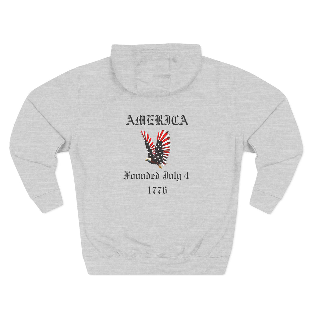 America Eagle Hoodie — Founded July 4, 1776 Patriotic Fleece Pullover
