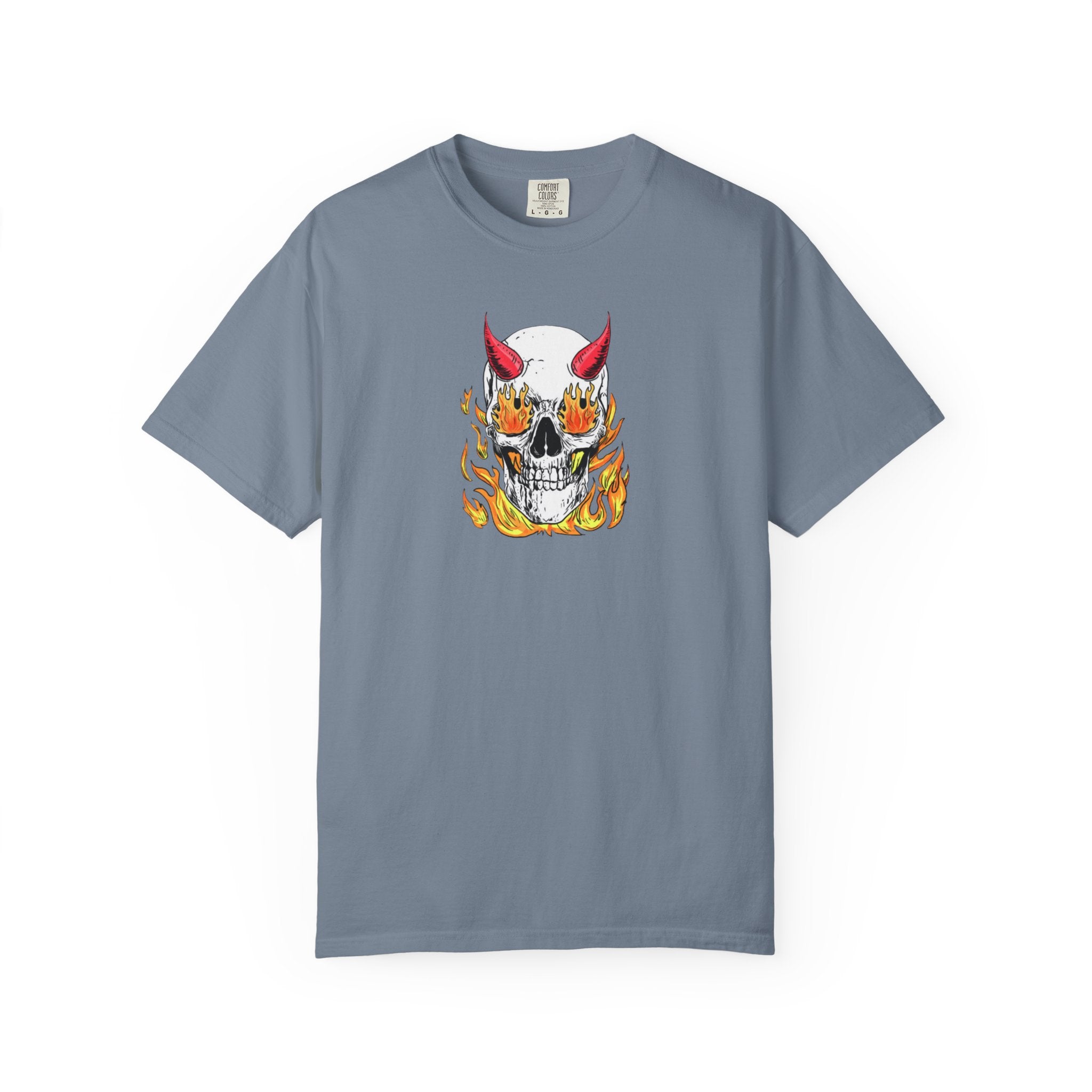 Flaming Devil Skull T-Shirt — Edgy Retro Tattoo Graphic Tee