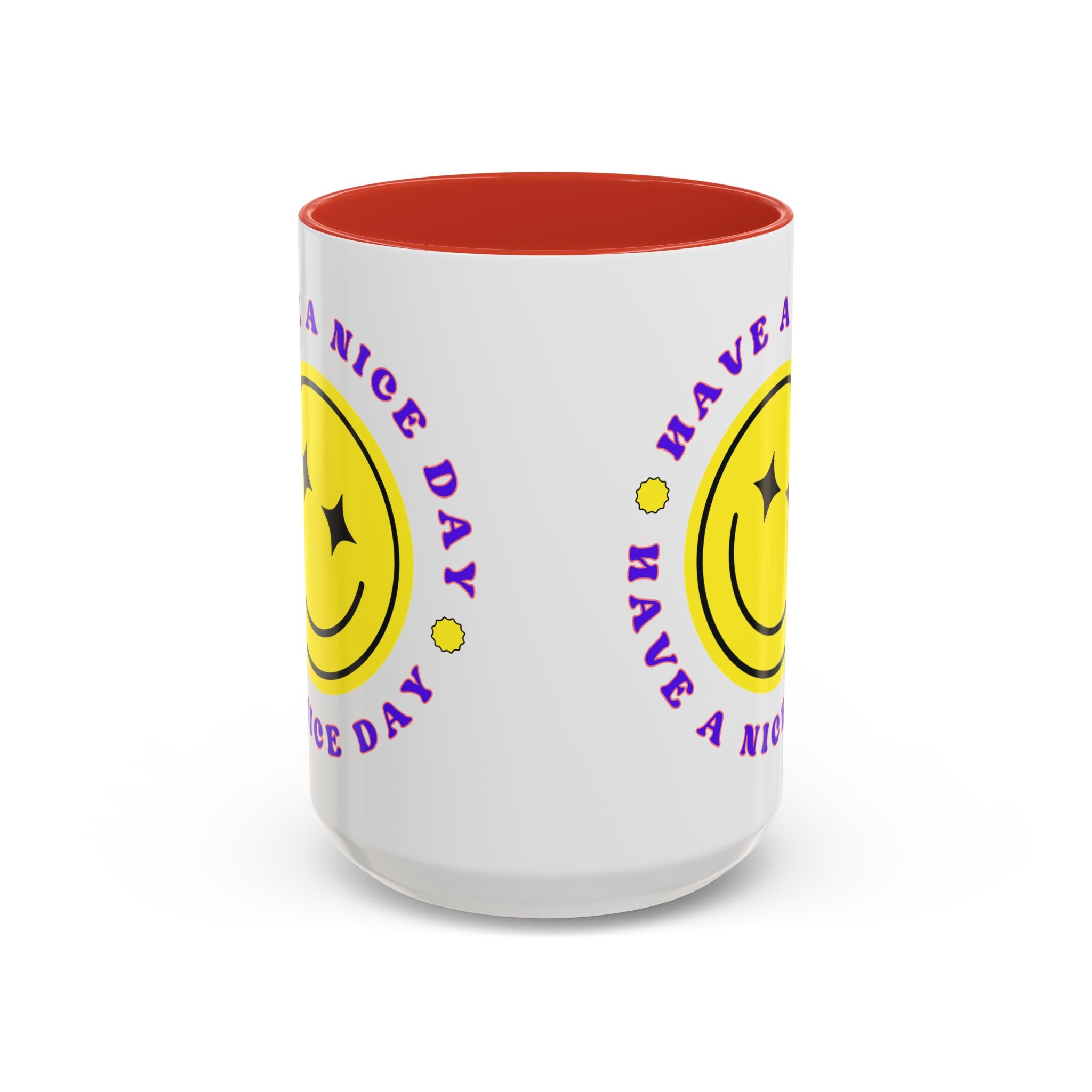 Have a Nice Day Smile Face Coffee Mug — Retro Yellow Smiley Accent Mug (11/15oz)