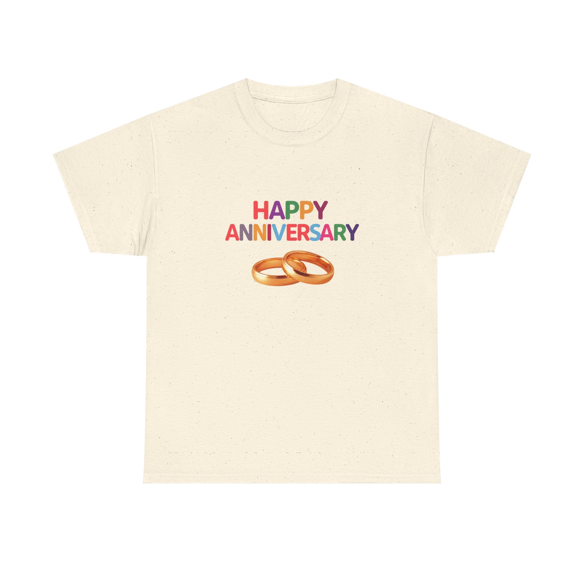 Anniversary T-Shirt — "Happy Anniversary" with Gold Rings