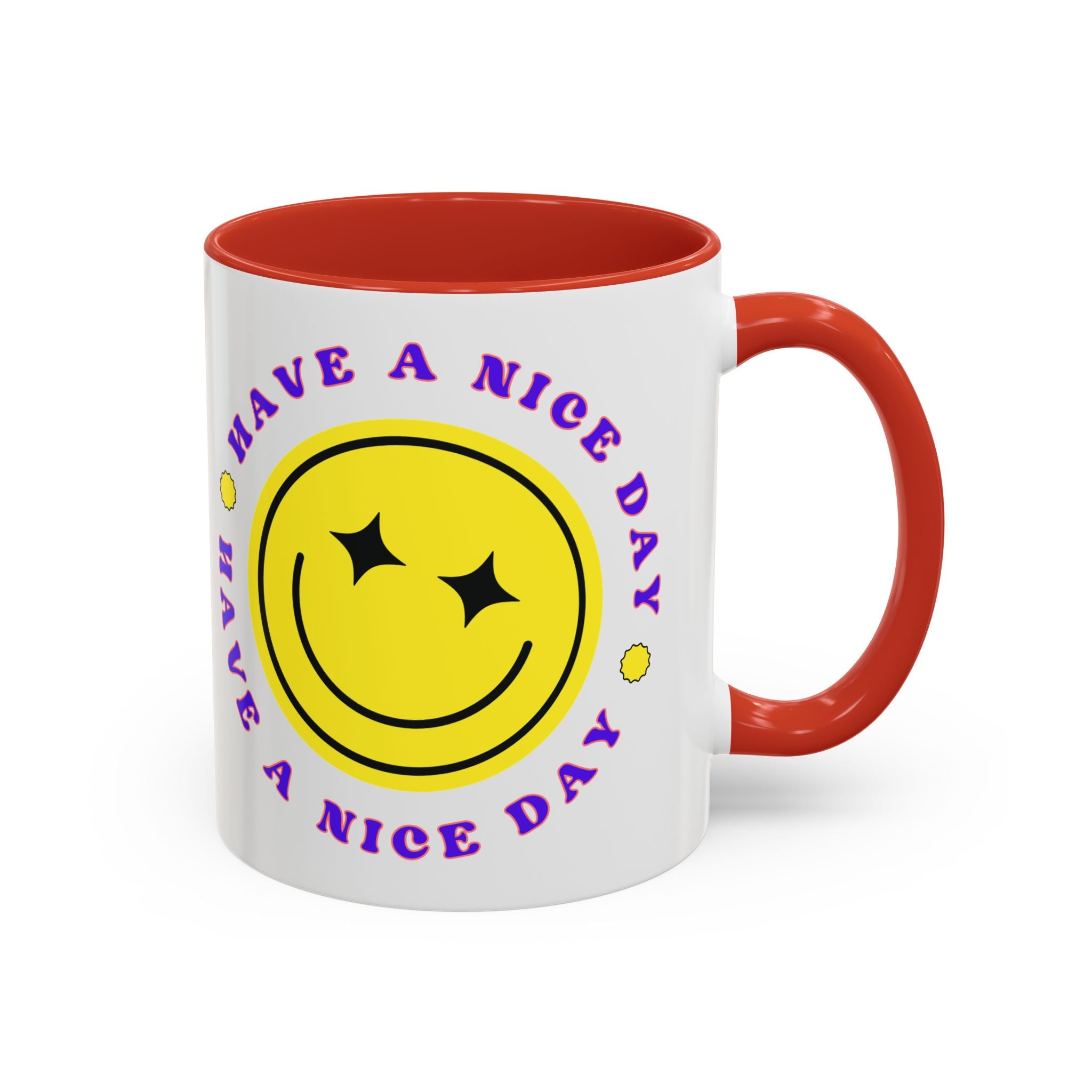 Have a Nice Day Smile Face Coffee Mug — Retro Yellow Smiley Accent Mug (11/15oz)