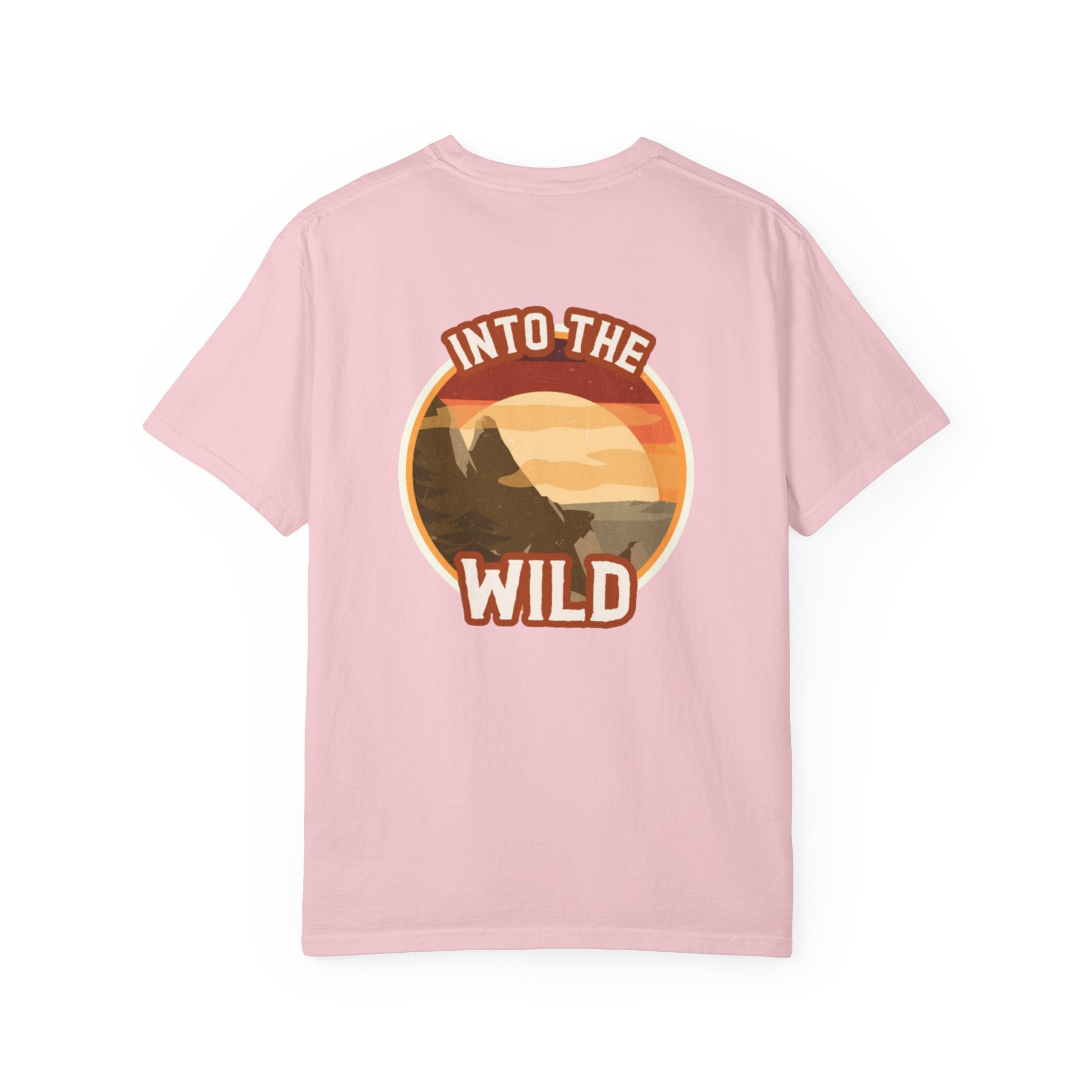 Into The Wild T-Shirt — Retro Sunset Mountain Adventure Tee