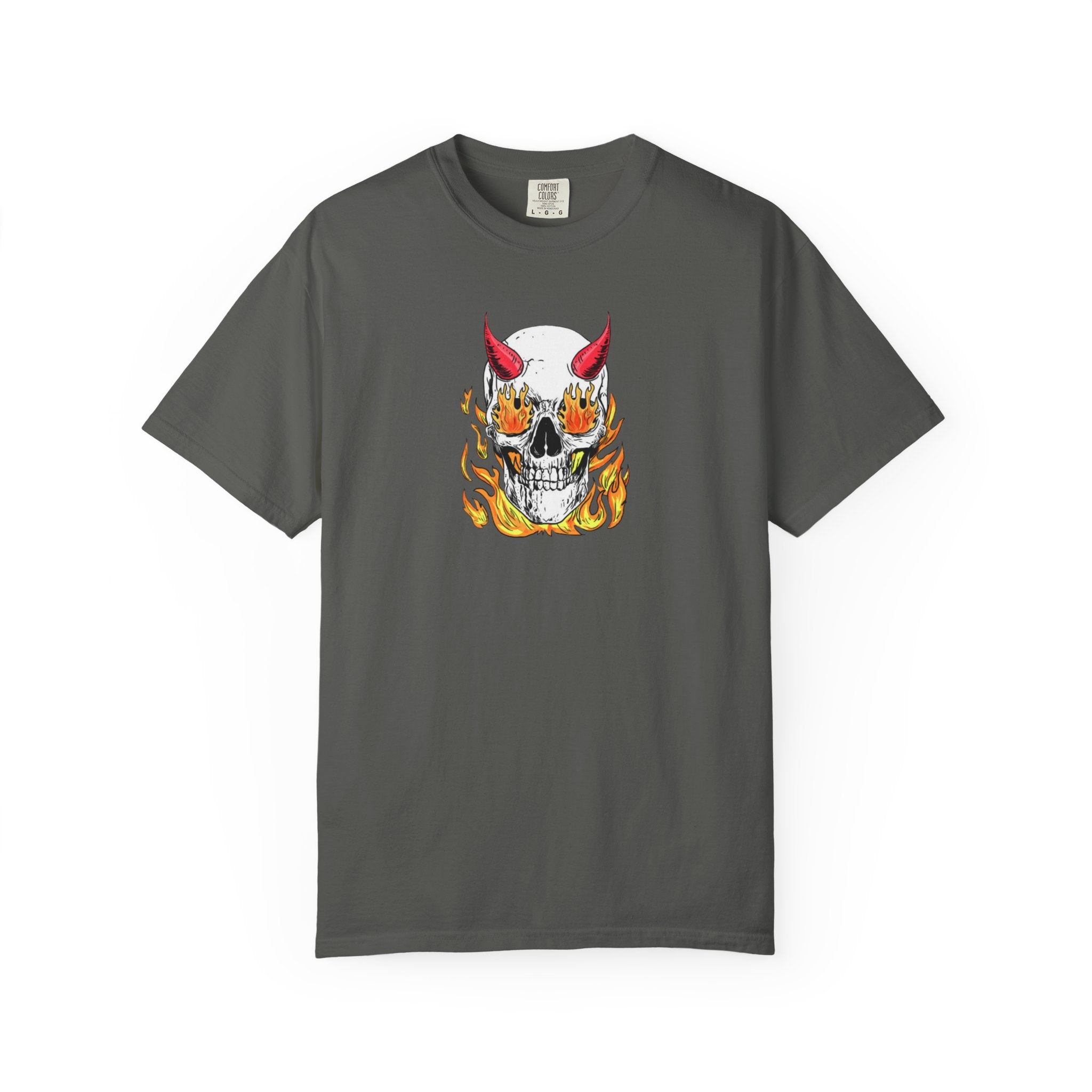 Flaming Devil Skull T-Shirt — Edgy Retro Tattoo Graphic Tee
