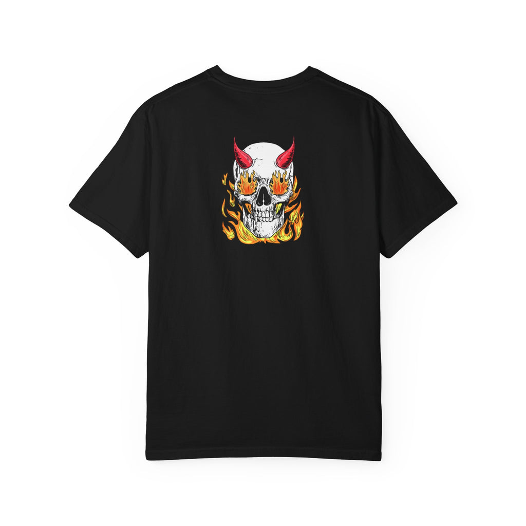 Flaming Devil Skull T-Shirt — Edgy Retro Tattoo Graphic Tee