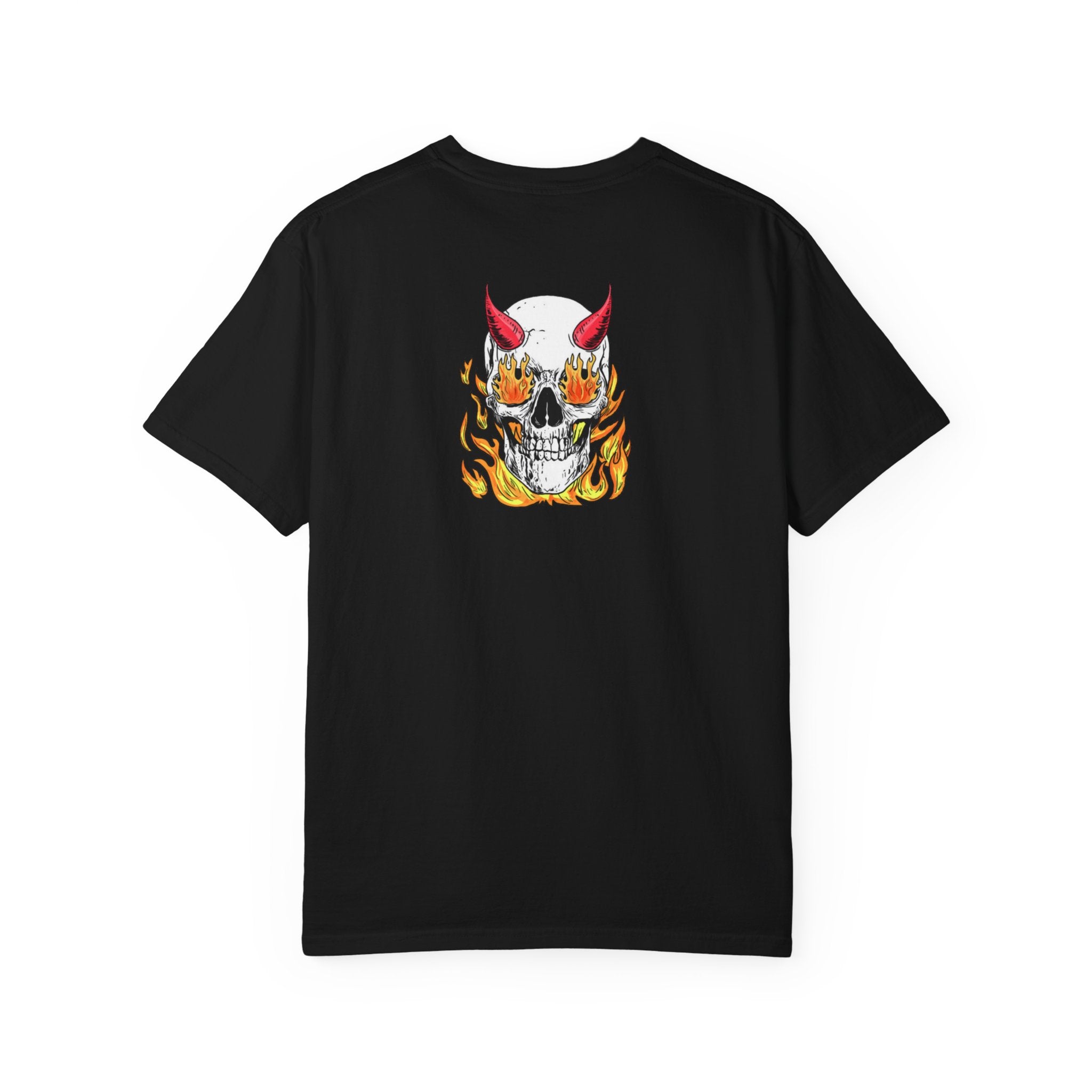 Flaming Devil Skull T-Shirt — Edgy Retro Tattoo Graphic Tee