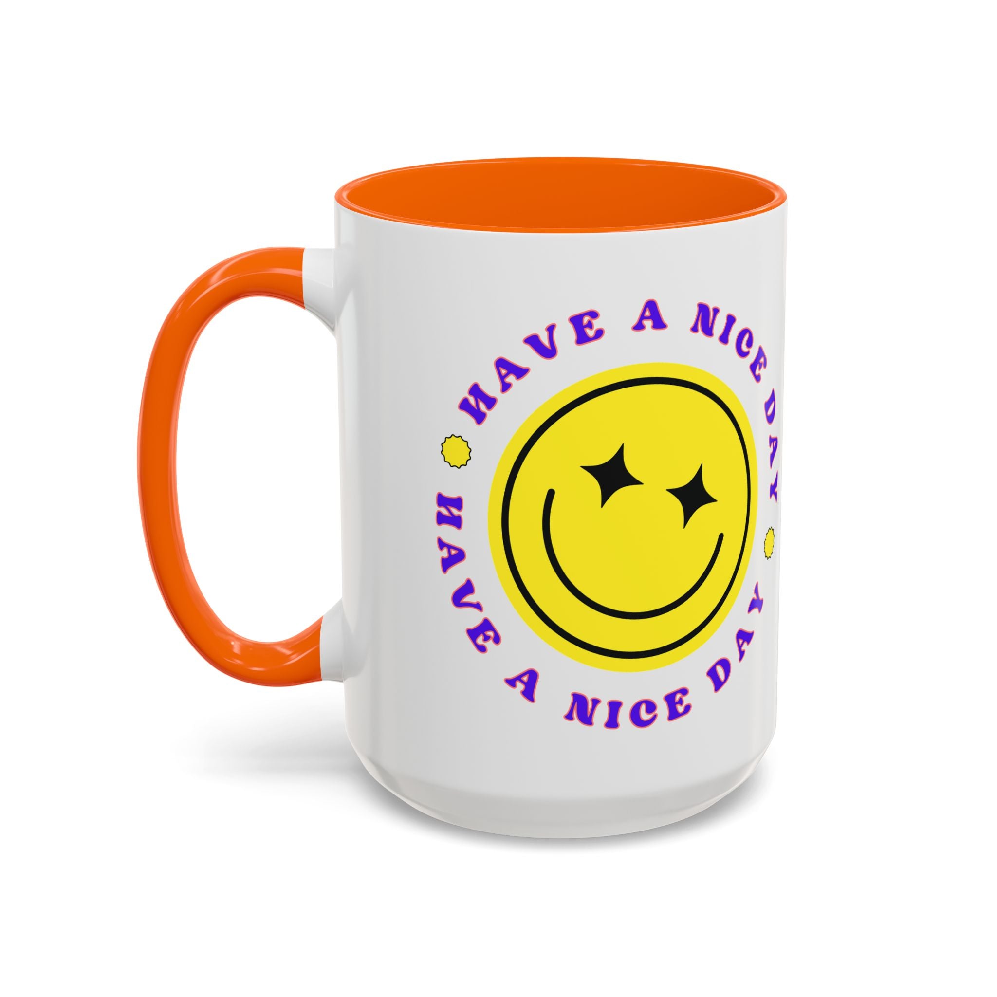 Have a Nice Day Smile Face Coffee Mug — Retro Yellow Smiley Accent Mug (11/15oz)