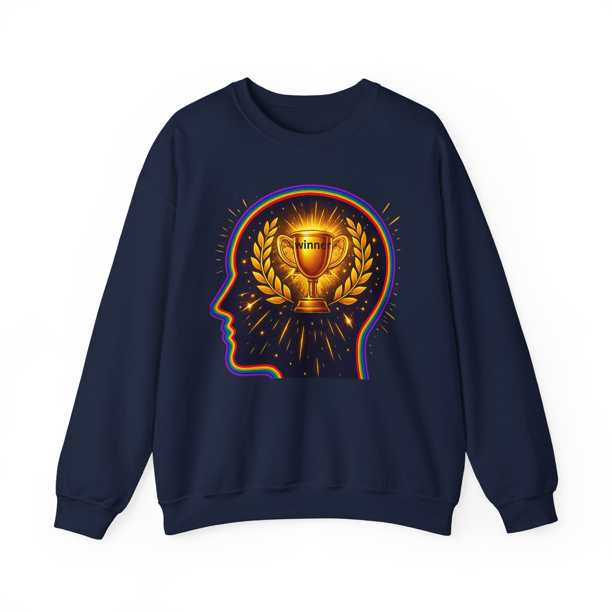 Crewneck Sweatshirt — 'Winner' Trophy Brain Graphic