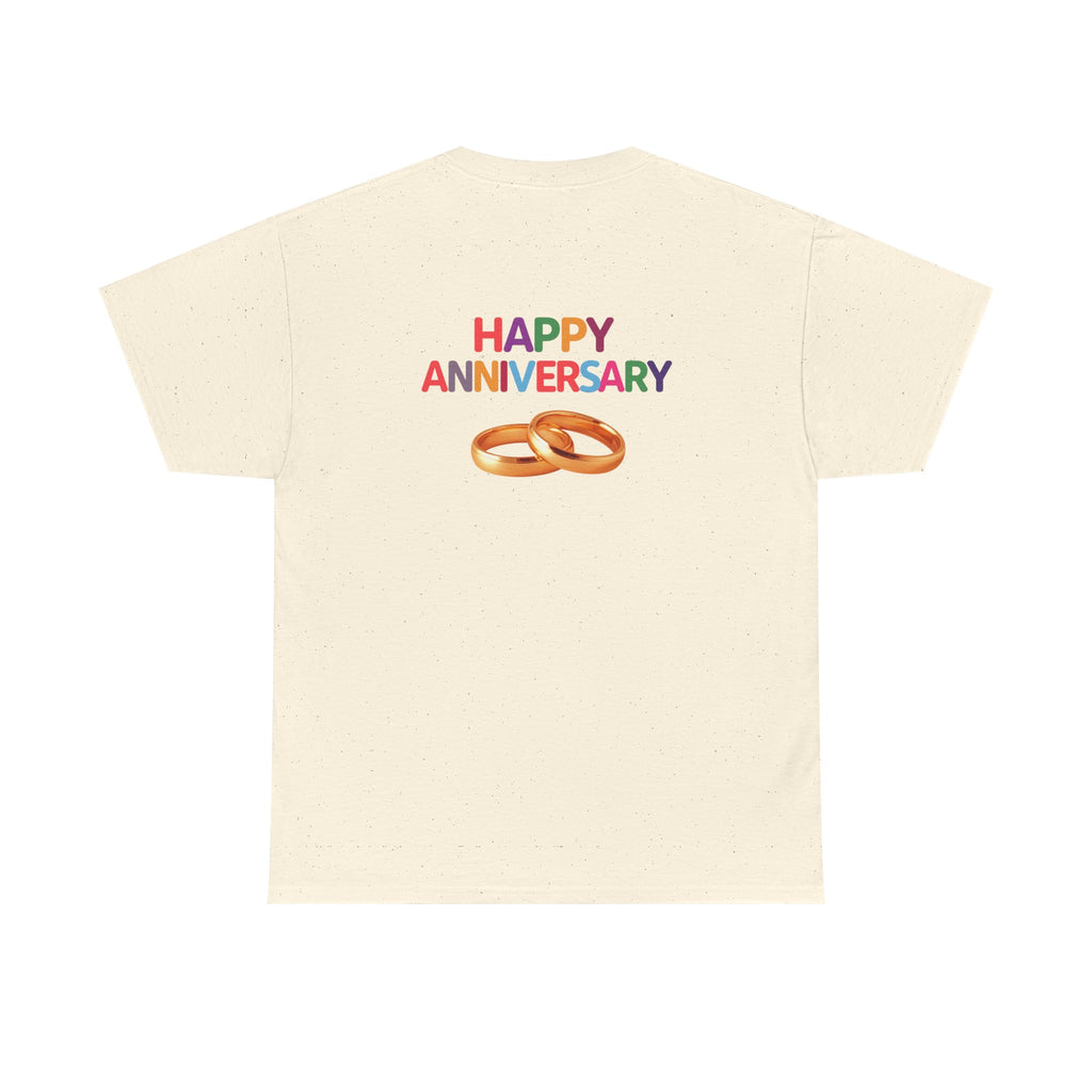 Anniversary T-Shirt — "Happy Anniversary" with Gold Rings