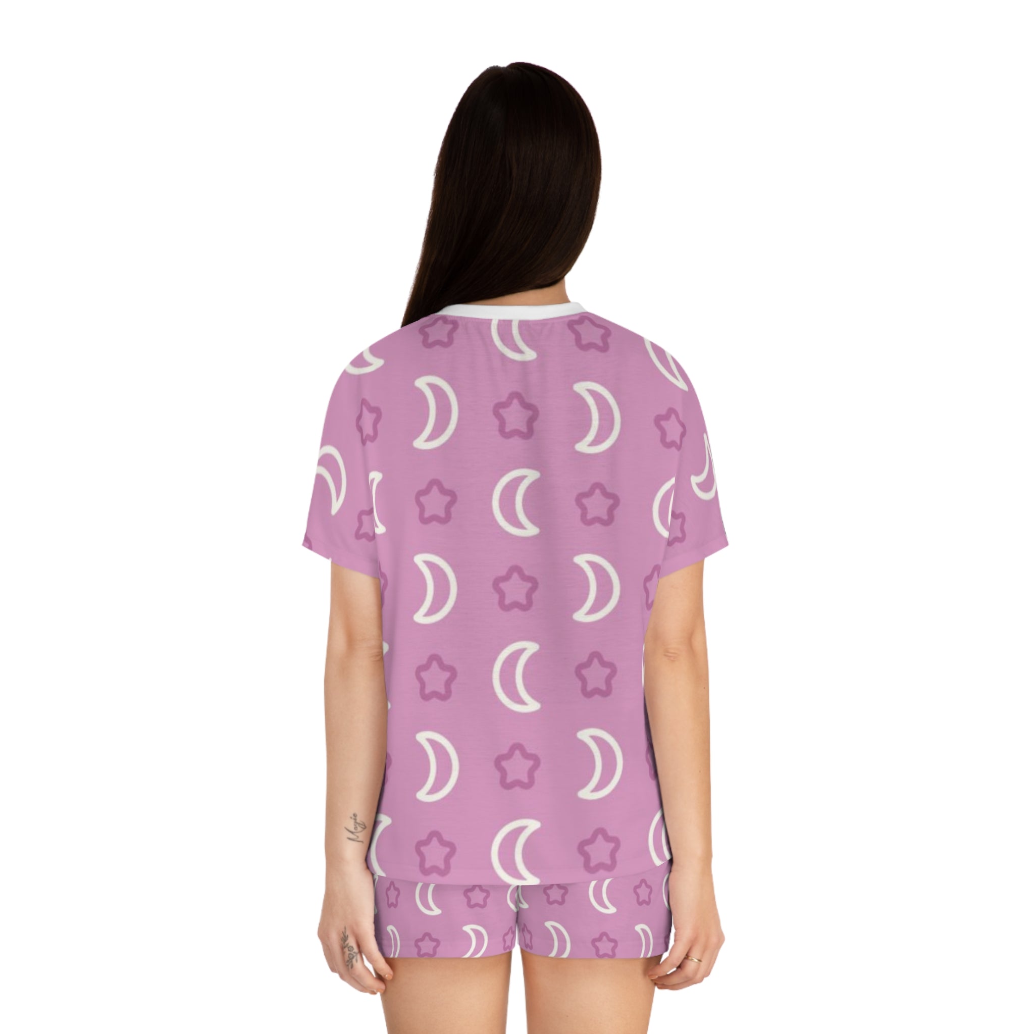 Women's Moon & Stars Short Pajama Set — Pink Printed Sleepwear