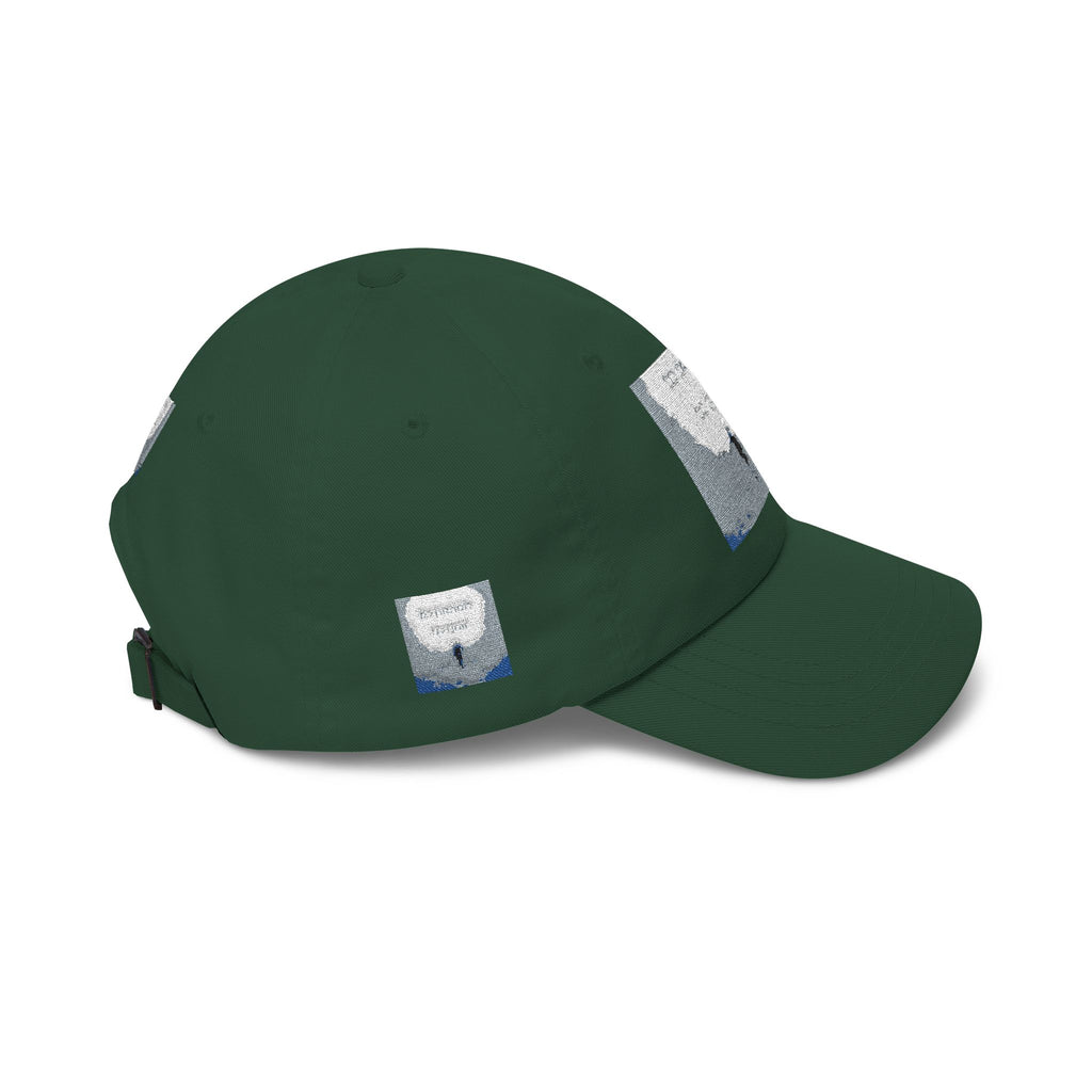 White Dad Cap with Silver Sequin Moon Patch - 'Let the Stars Guide'