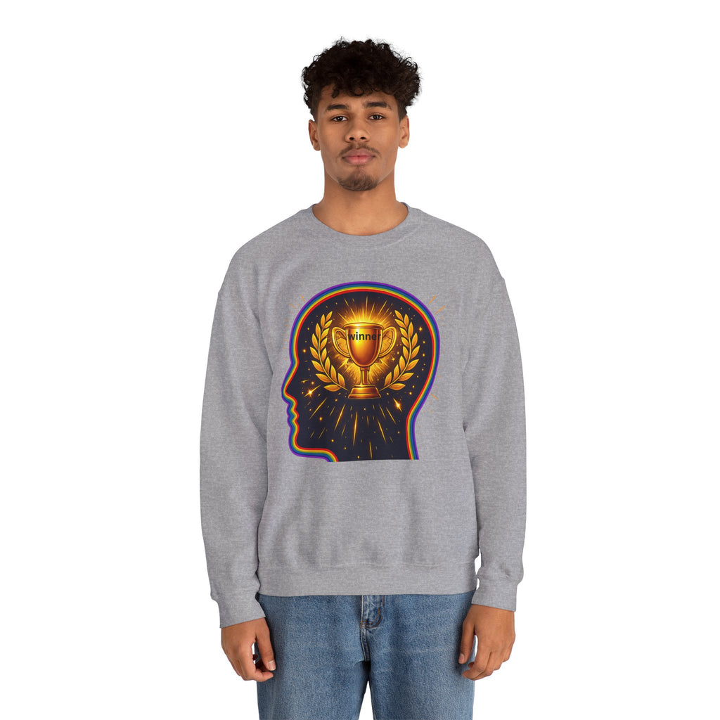 Crewneck Sweatshirt — 'Winner' Trophy Brain Graphic