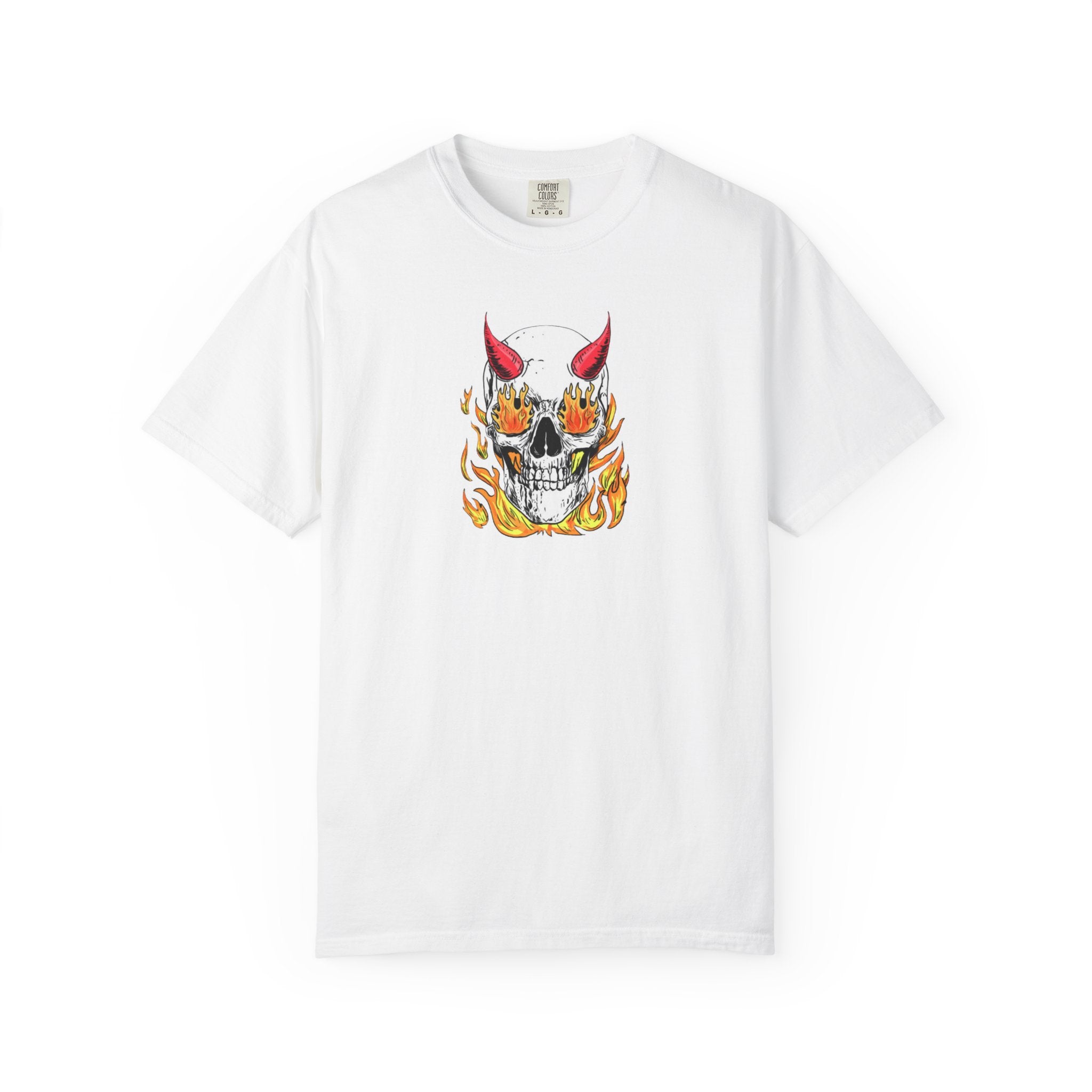 Flaming Devil Skull T-Shirt — Edgy Retro Tattoo Graphic Tee