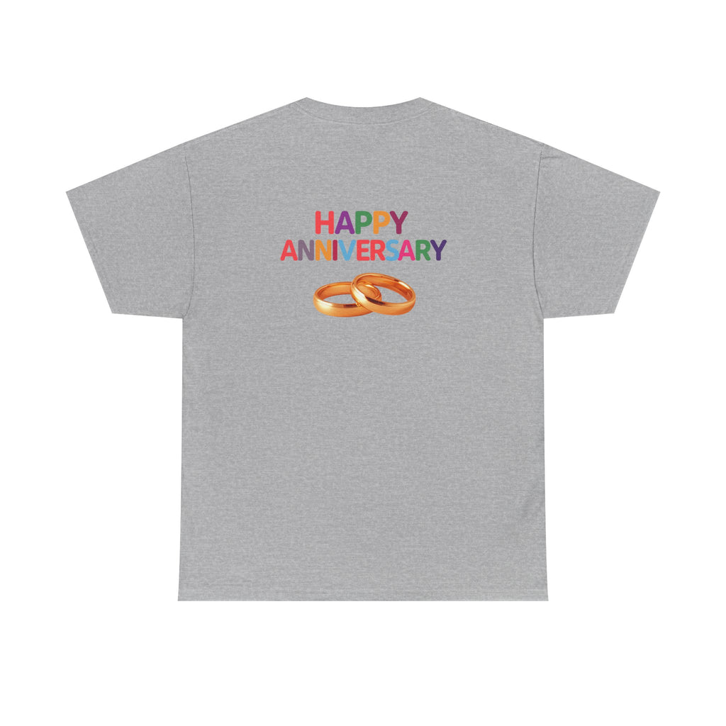 Anniversary T-Shirt — "Happy Anniversary" with Gold Rings