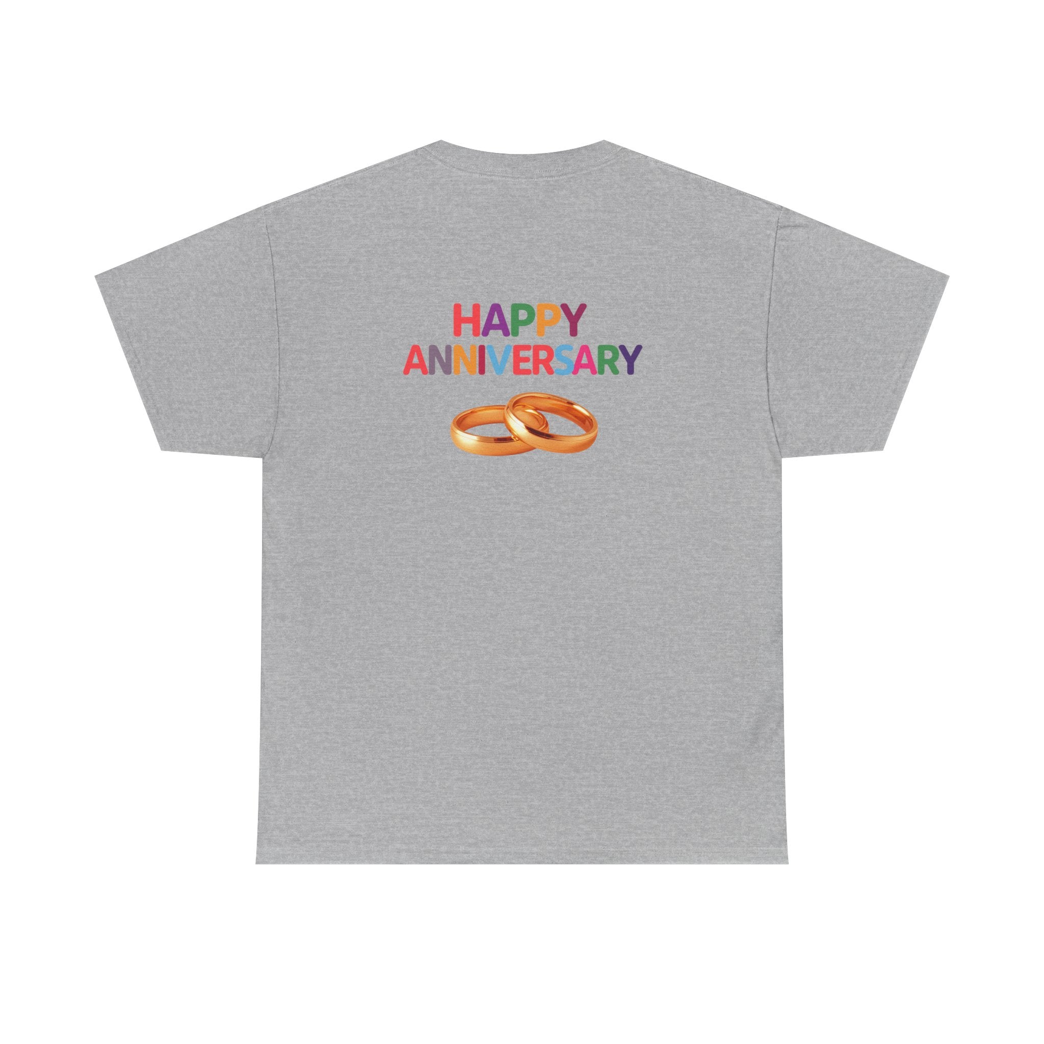 Anniversary T-Shirt — "Happy Anniversary" with Gold Rings