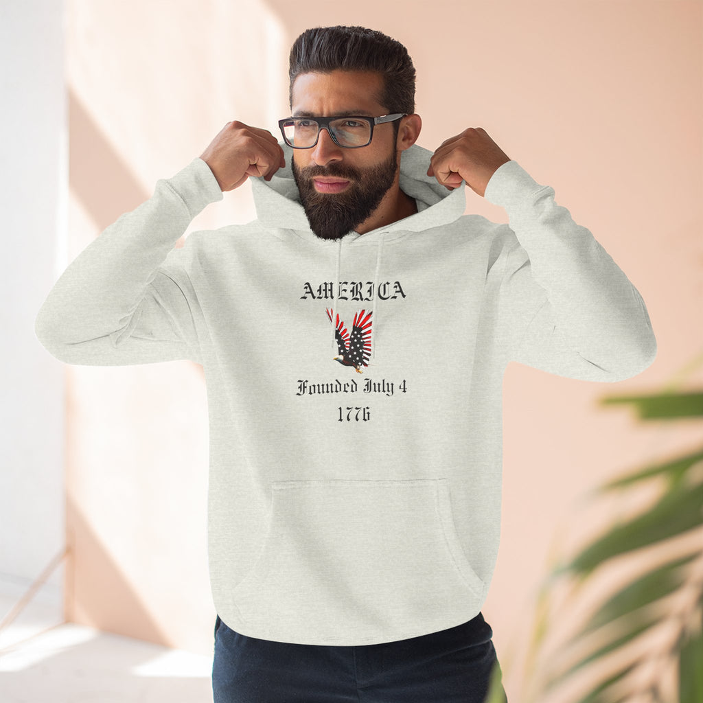 America Eagle Hoodie — Founded July 4, 1776 Patriotic Fleece Pullover